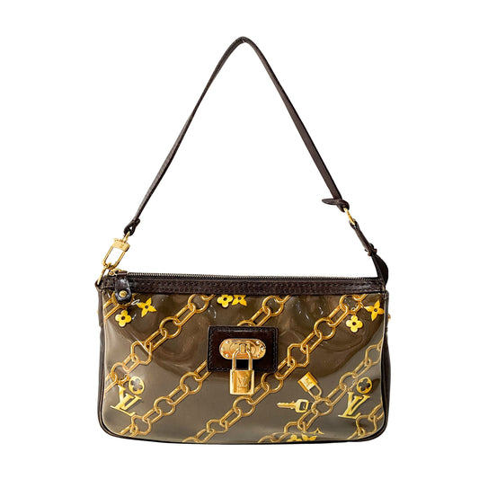 Brown PVC Pochette Accessory Bag