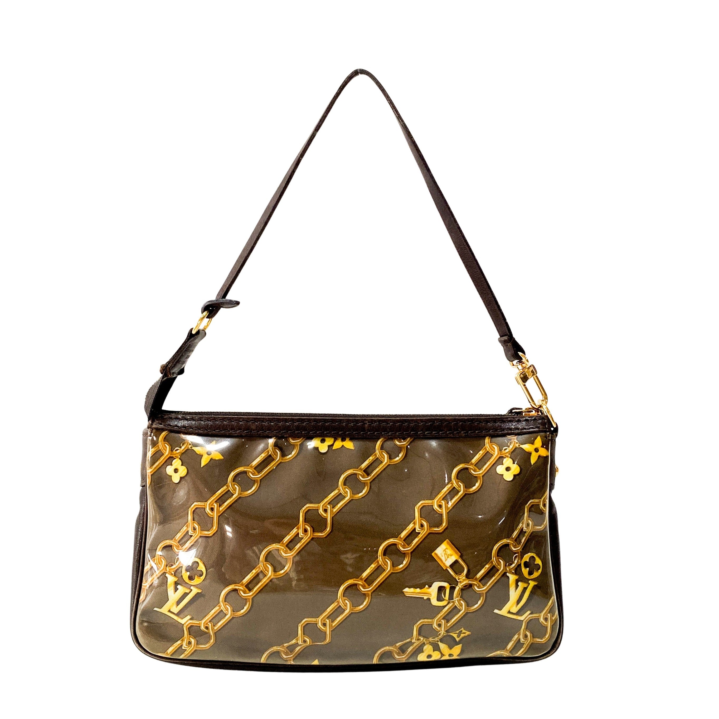 Brown PVC Pochette Accessory Bag