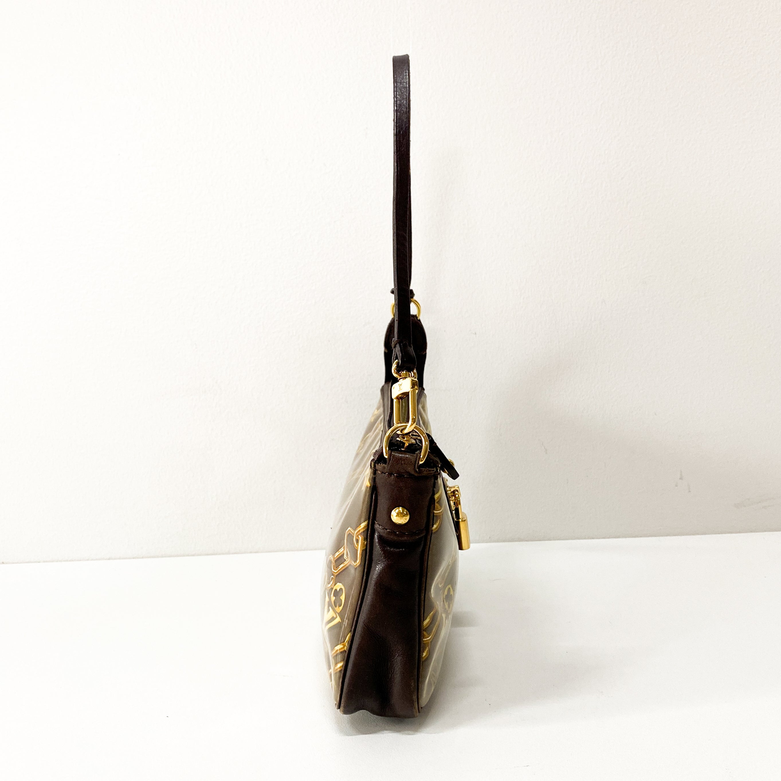 Brown PVC Pochette Accessory Bag