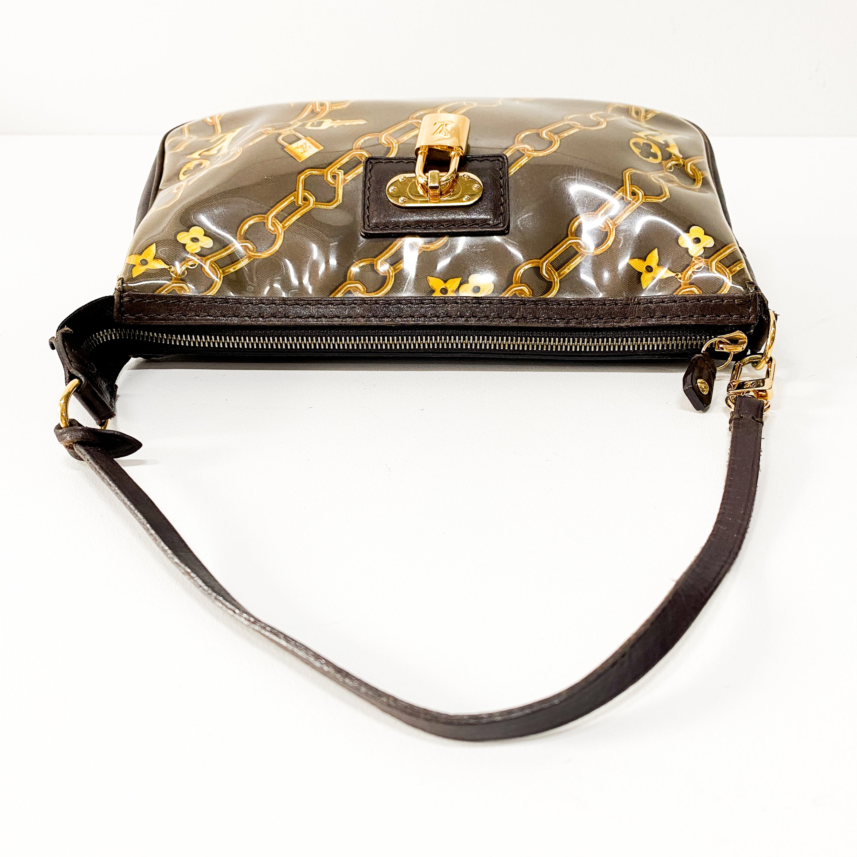 Brown PVC Pochette Accessory Bag