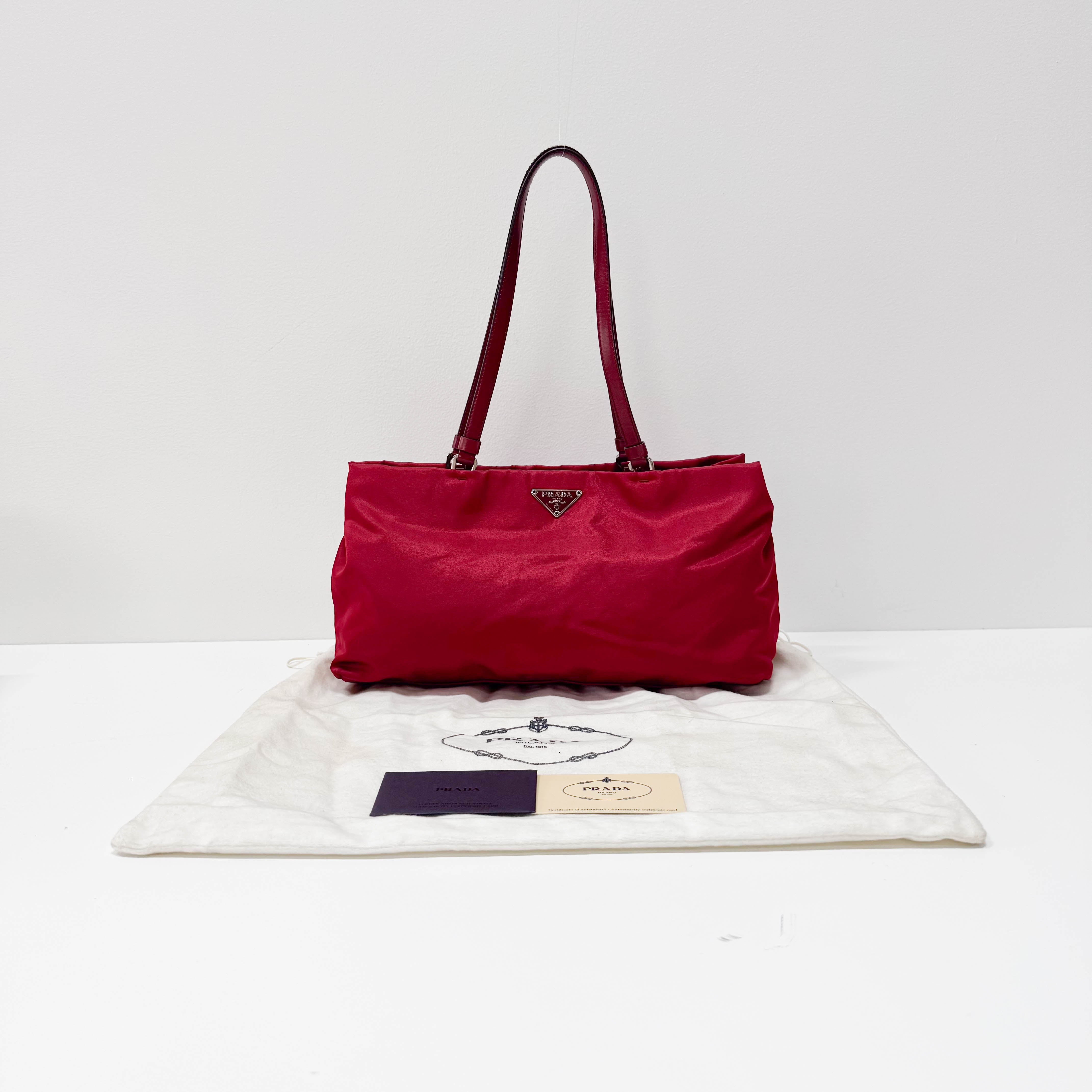 Red Nylon Shoulder Bag