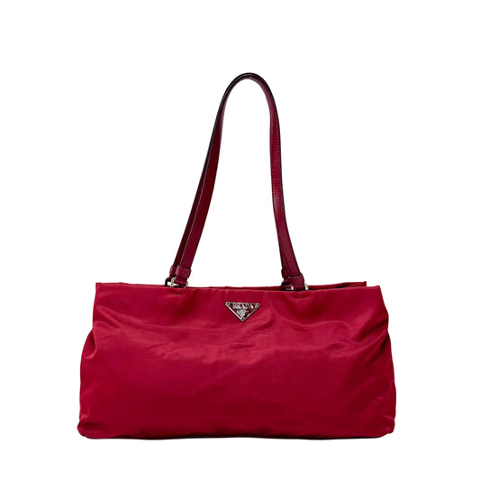 Red Nylon Shoulder Bag