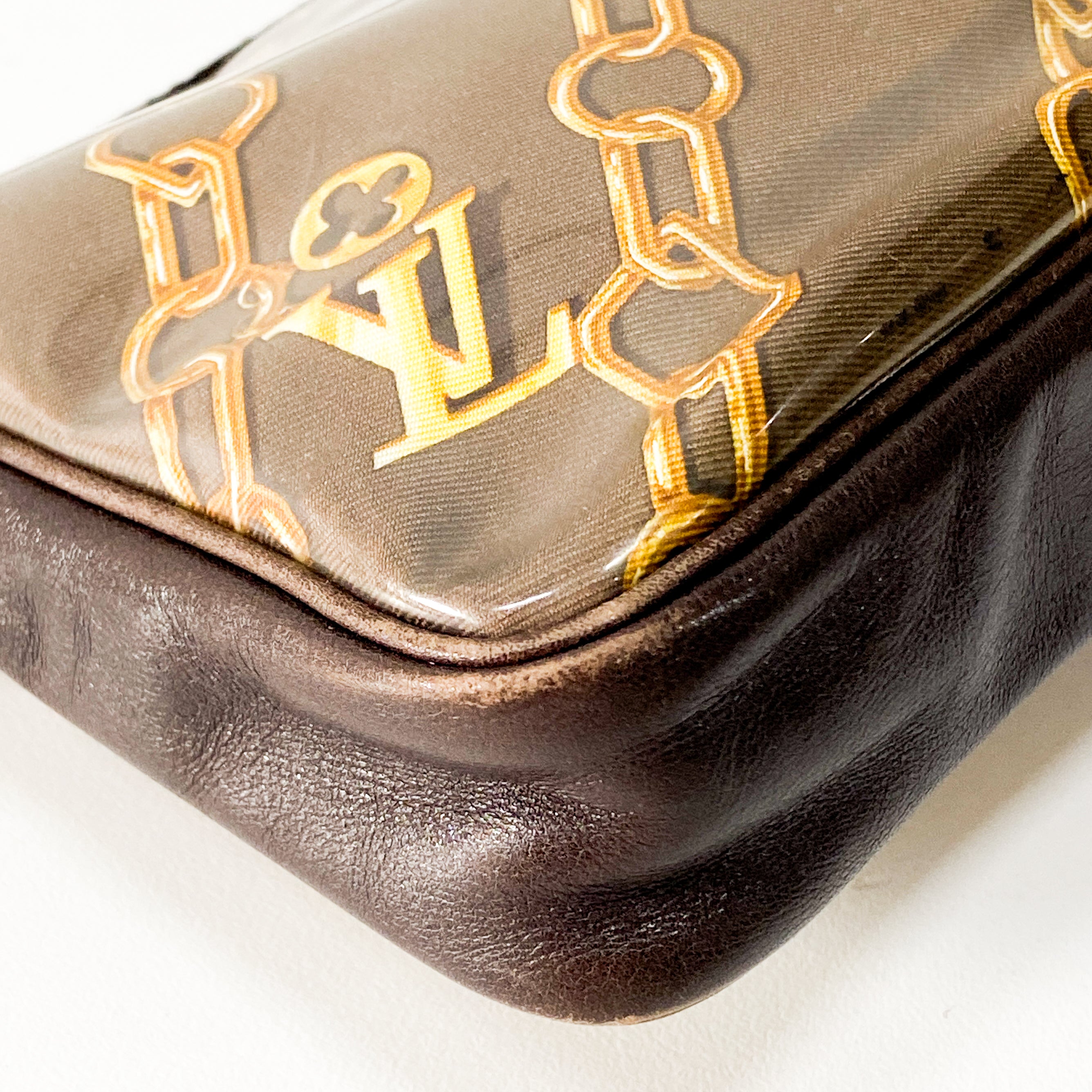 Brown PVC Pochette Accessory Bag