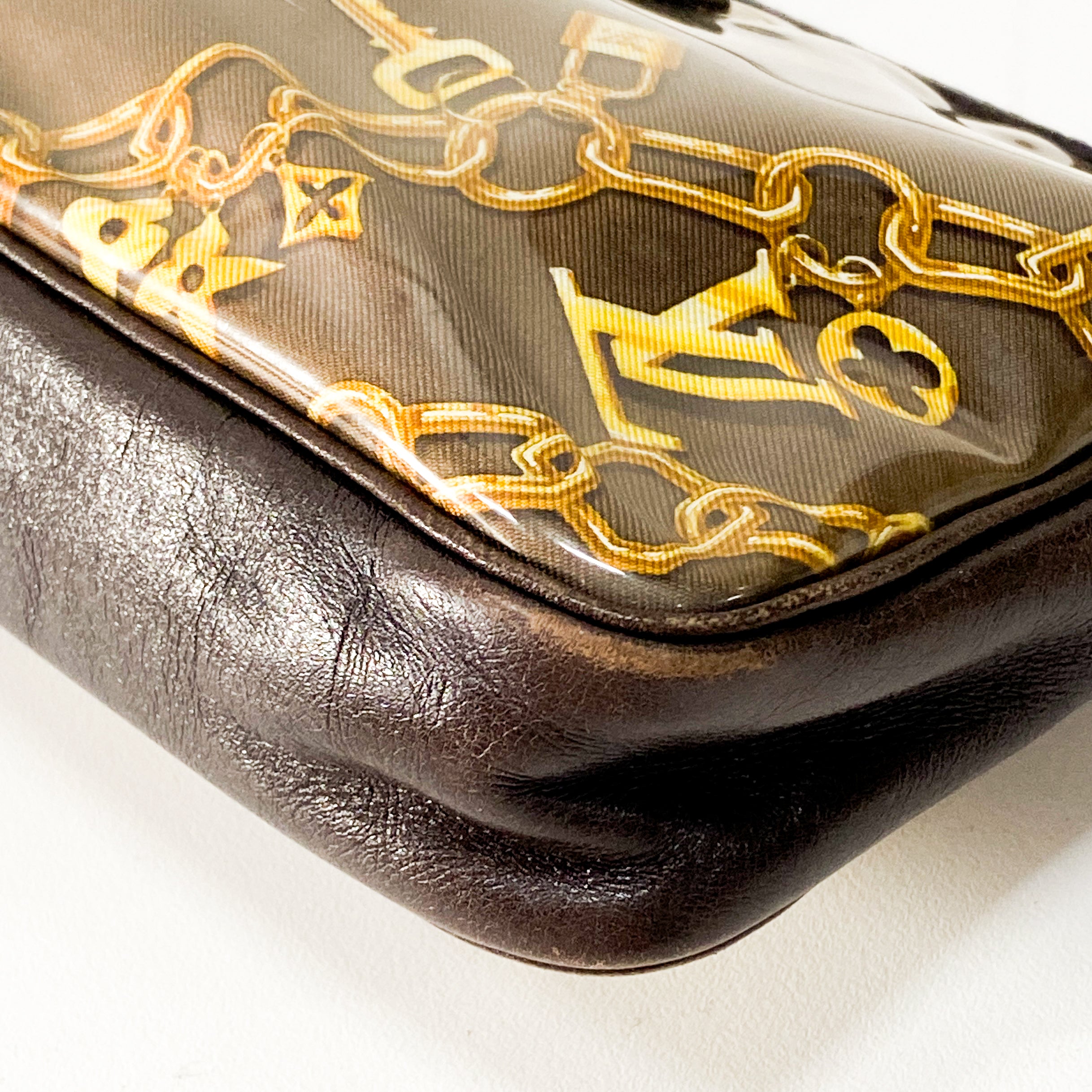 Brown PVC Pochette Accessory Bag