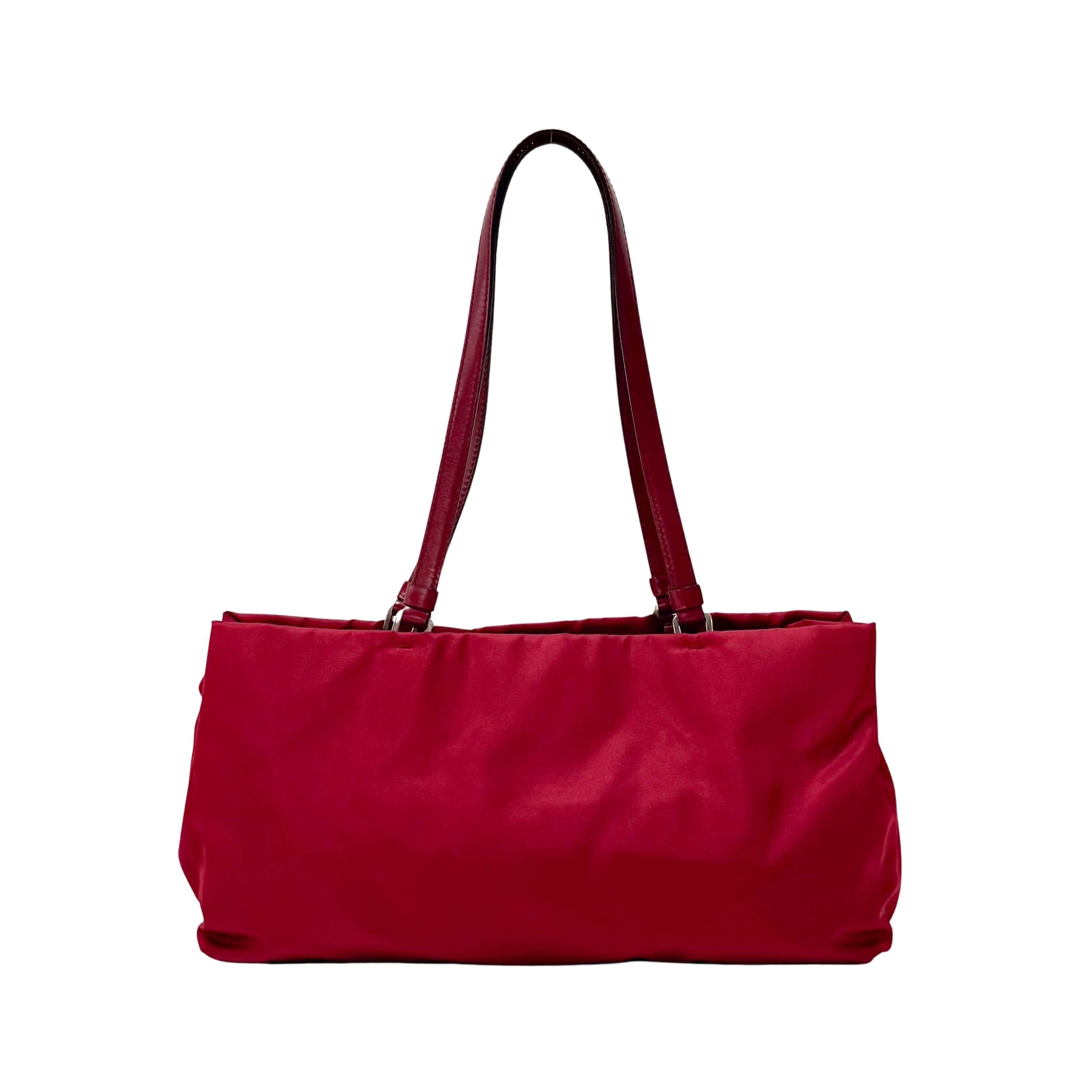 Red Nylon Shoulder Bag