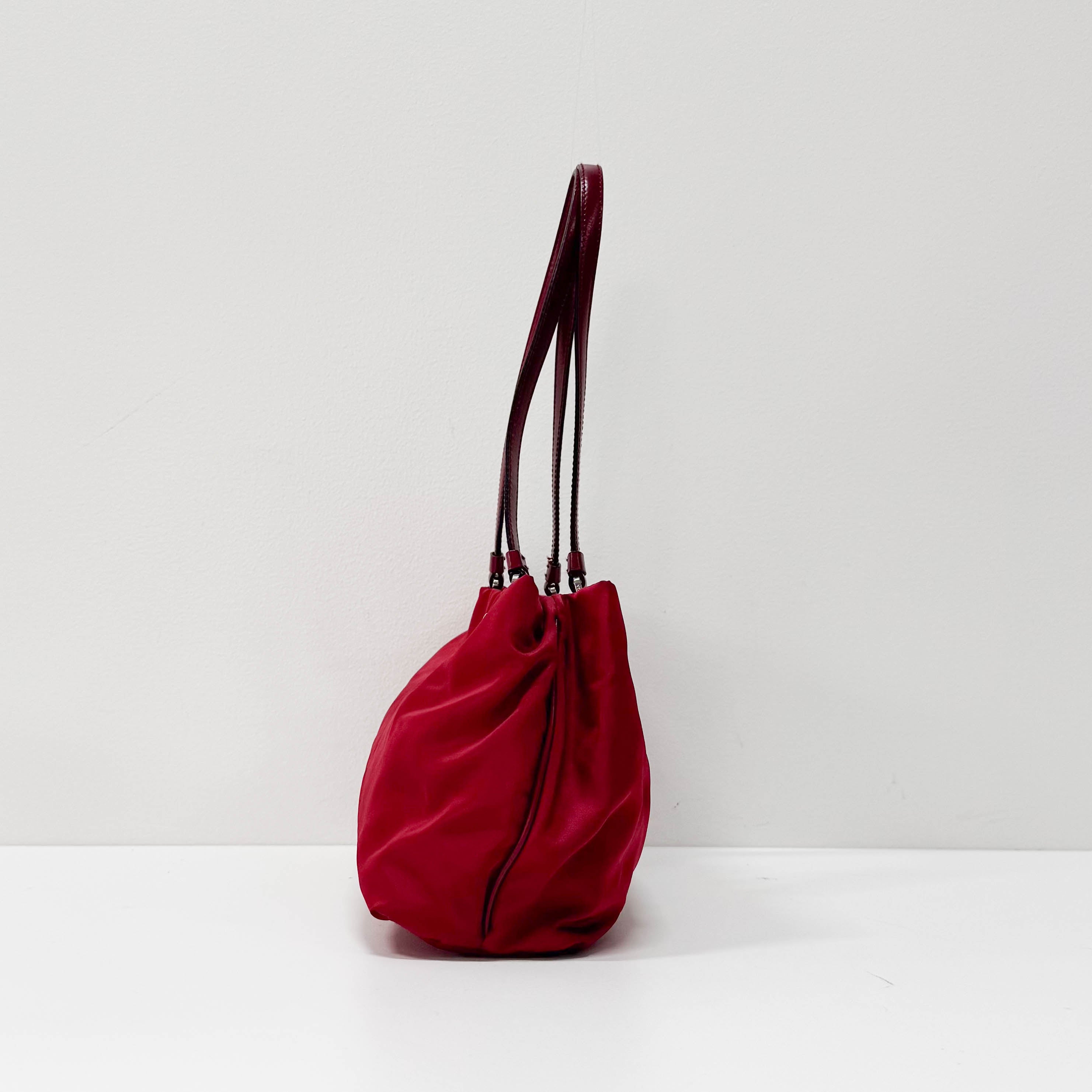 Red Nylon Shoulder Bag