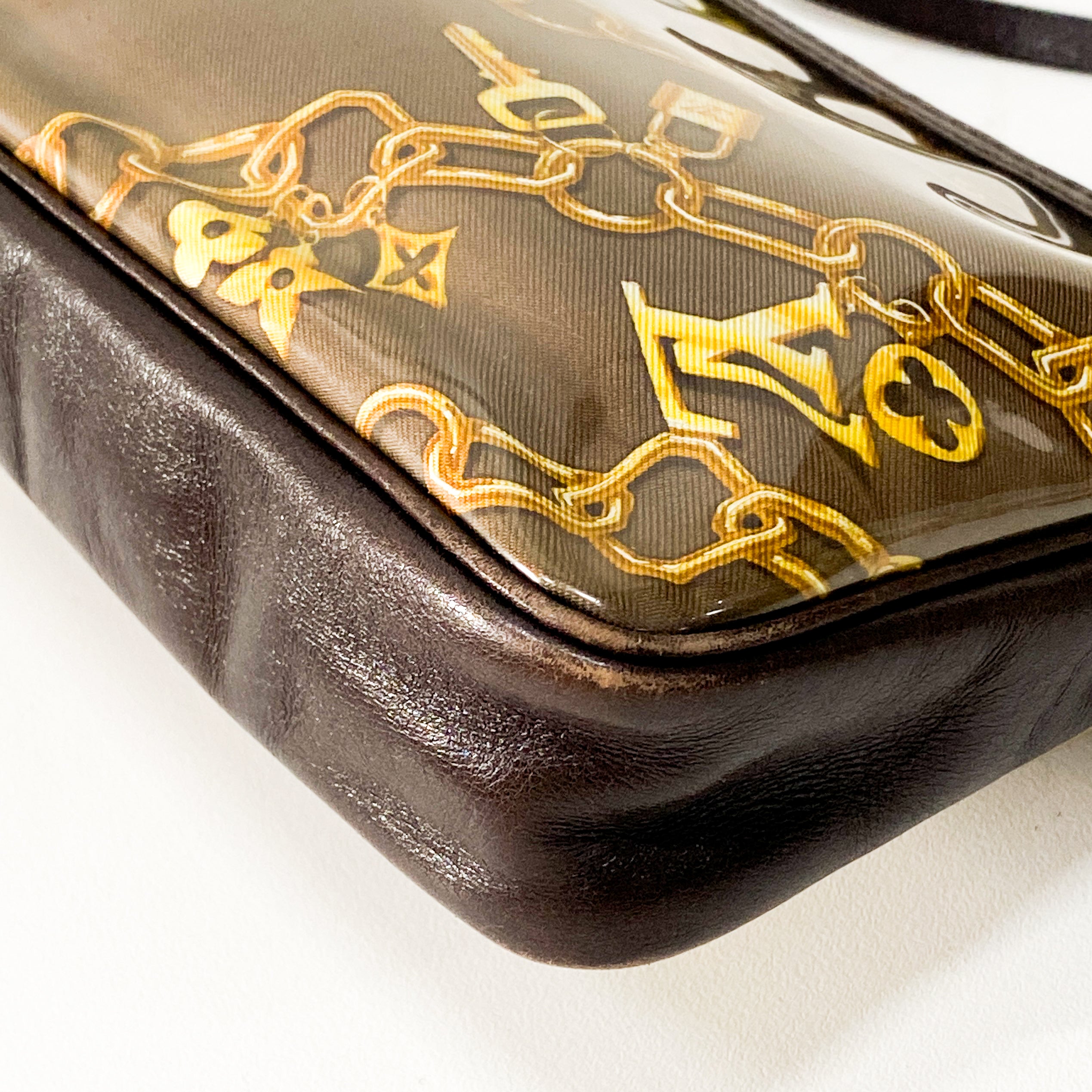 Brown PVC Pochette Accessory Bag