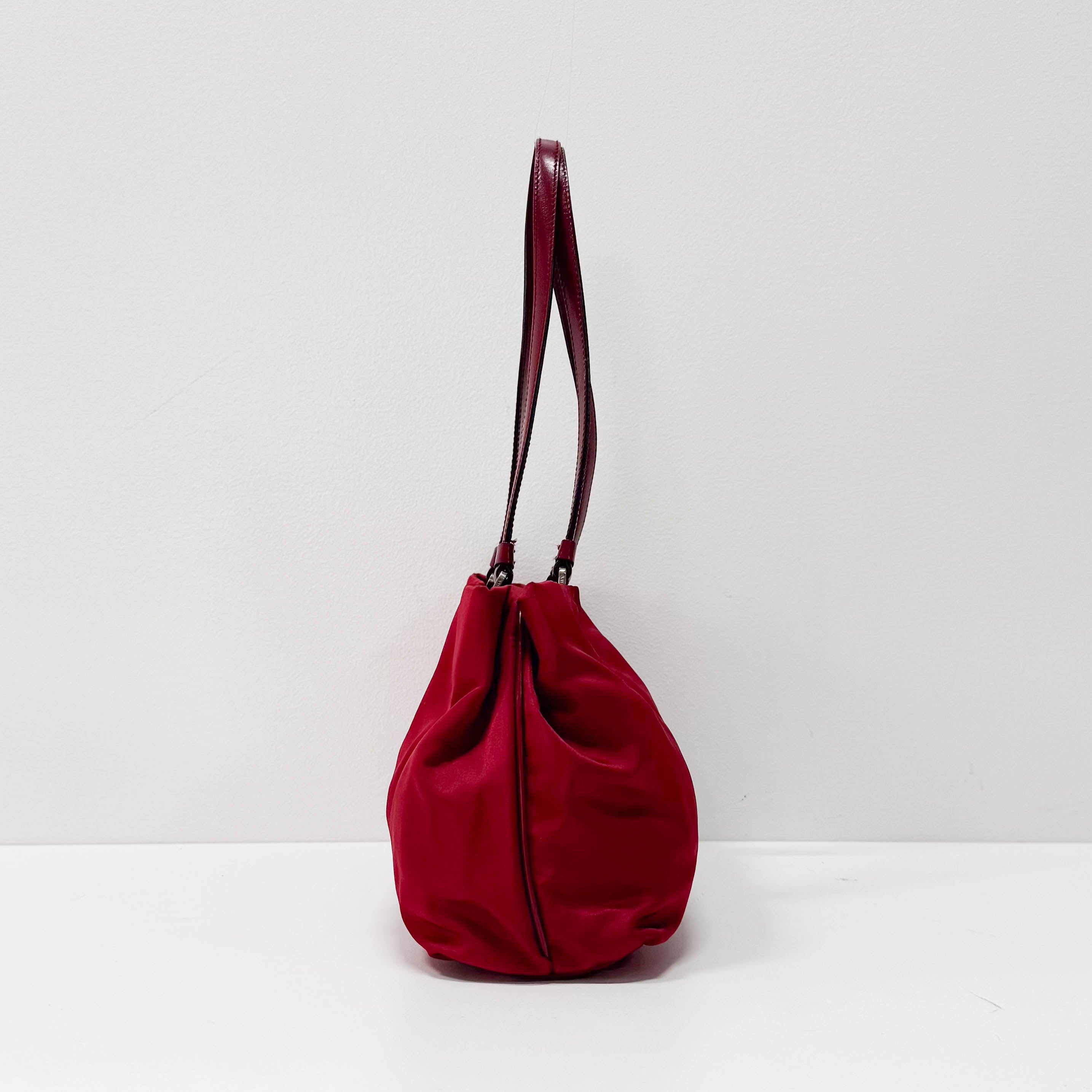 Red Nylon Shoulder Bag