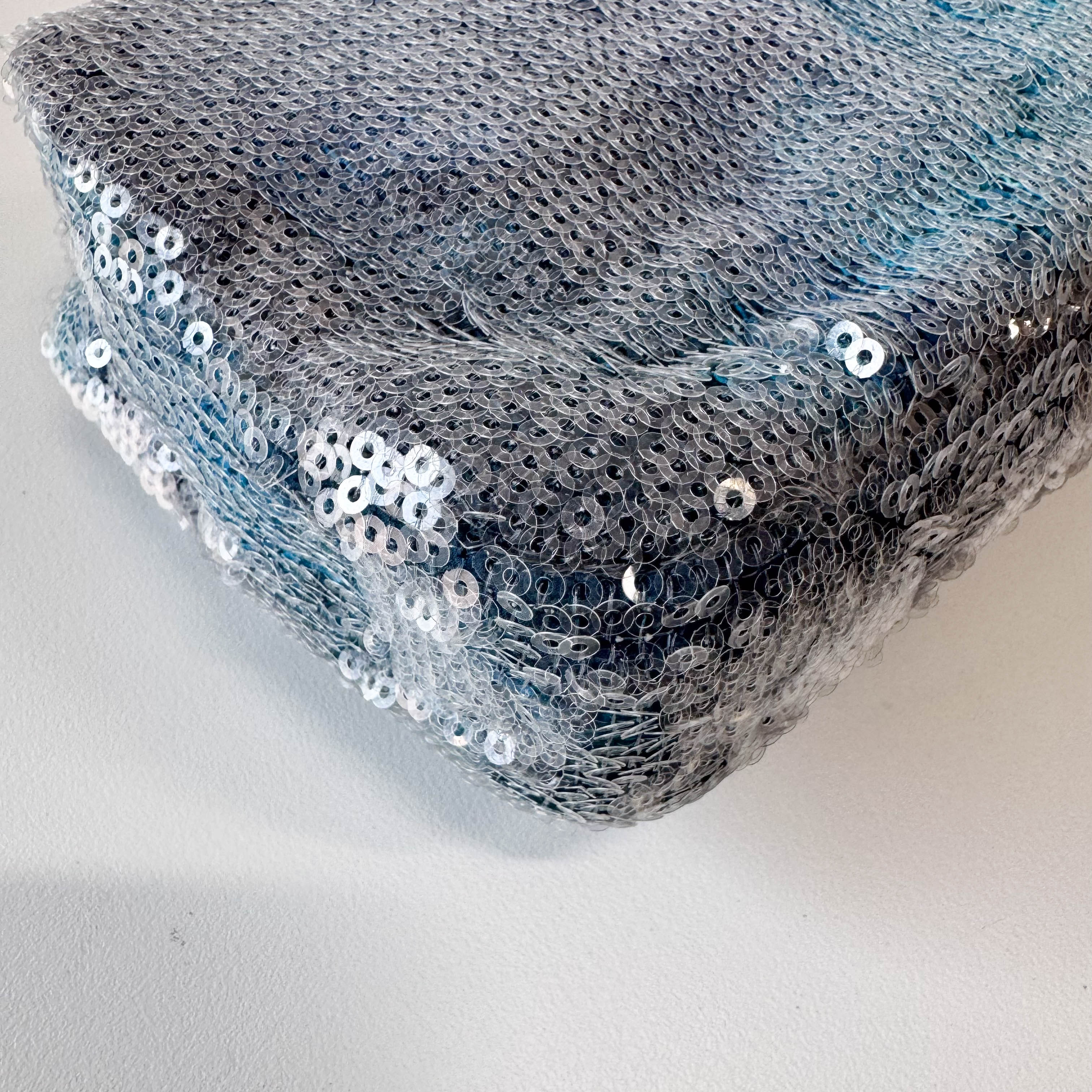 Waterfall Single Flap Mini Rectangular Light Blue Sequin Shoulder Bag