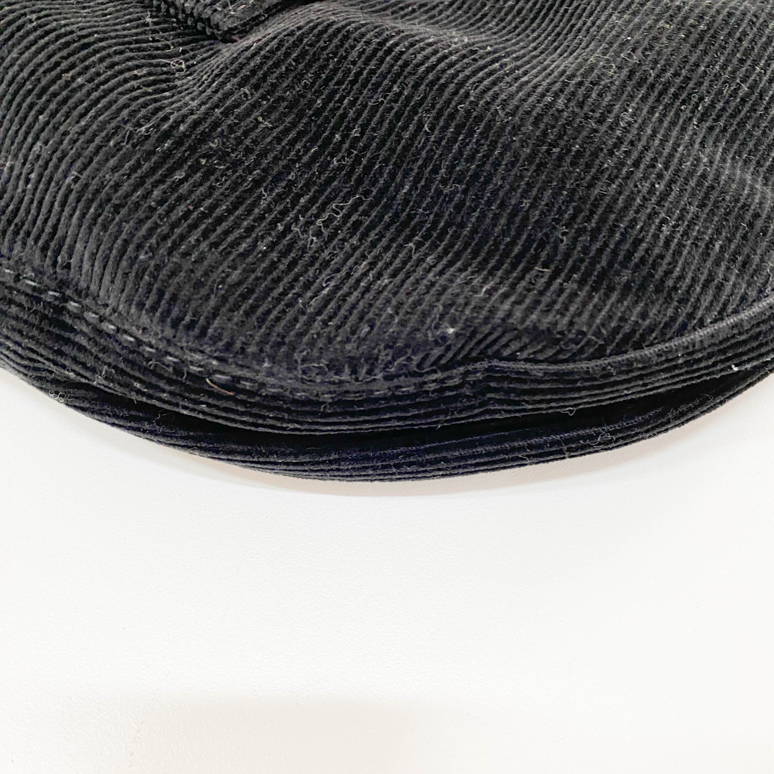 Croissant Black Corduroy Shoulder Bag