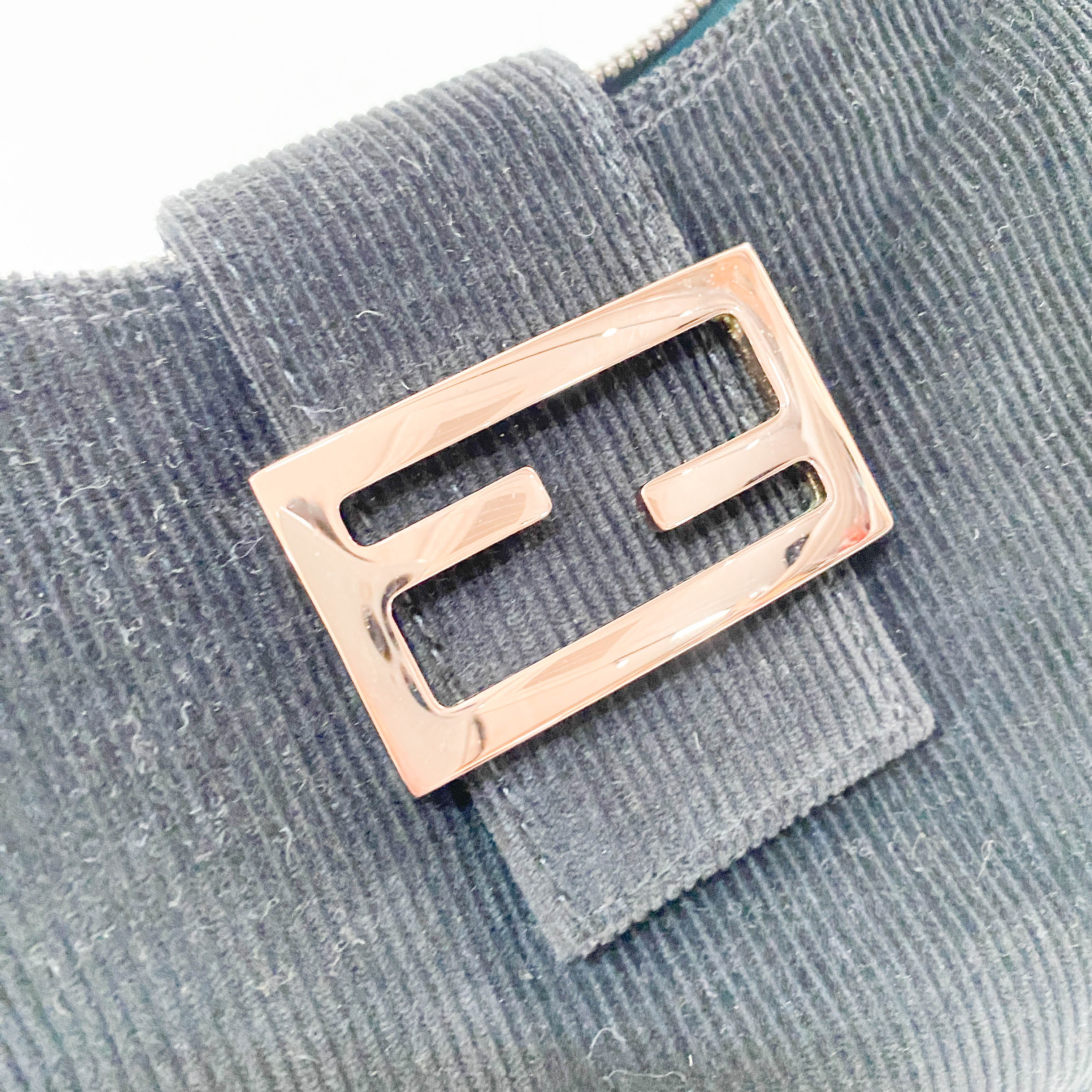 Croissant Black Corduroy Shoulder Bag