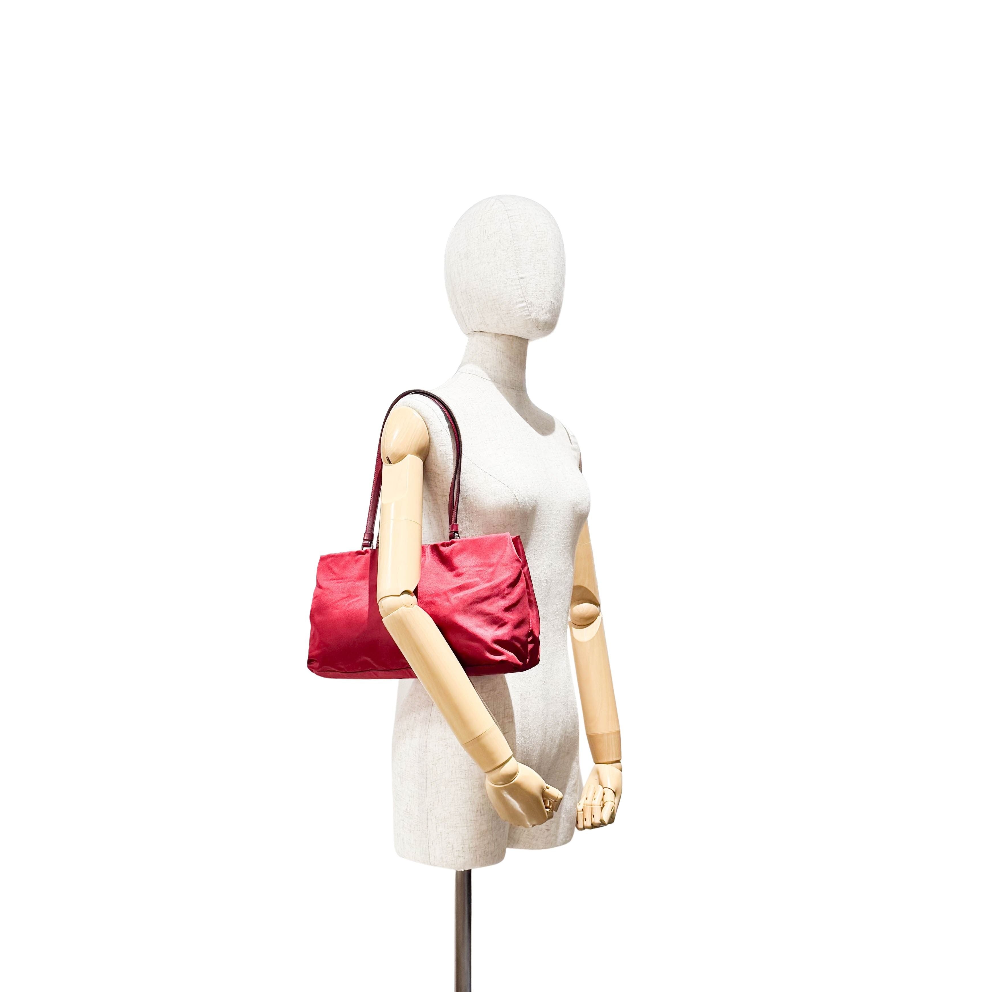 Red Nylon Shoulder Bag