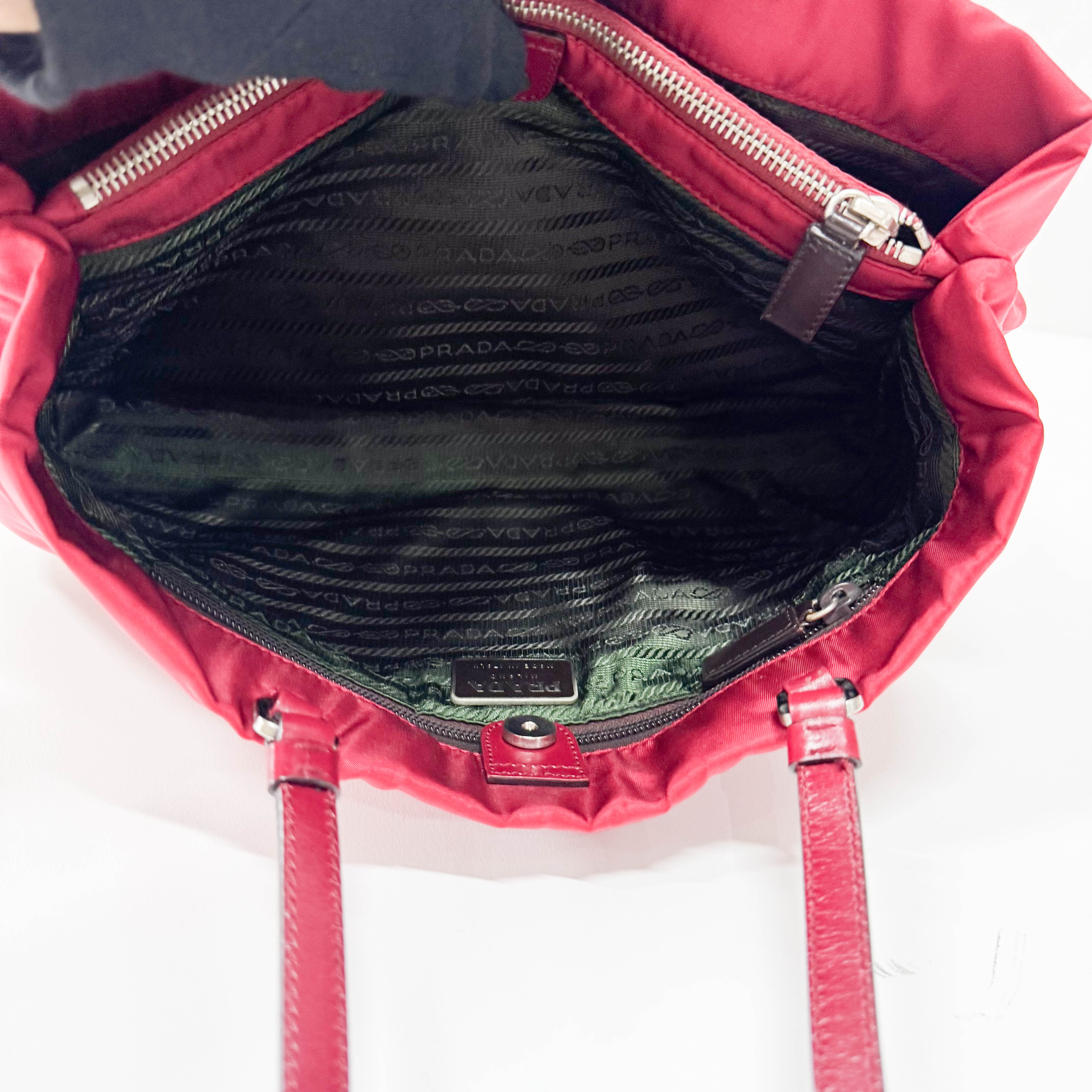 Red Nylon Shoulder Bag
