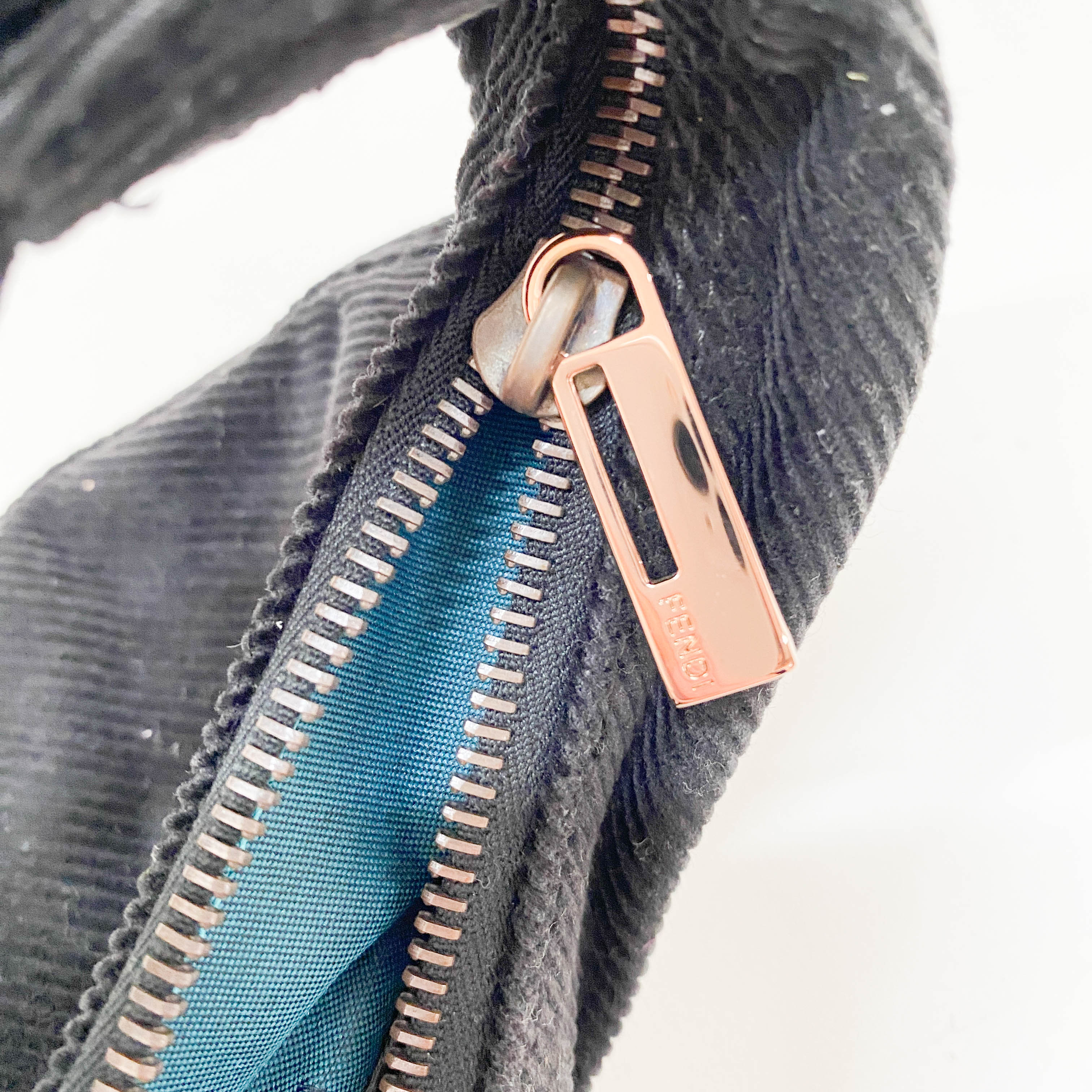 Croissant Black Corduroy Shoulder Bag