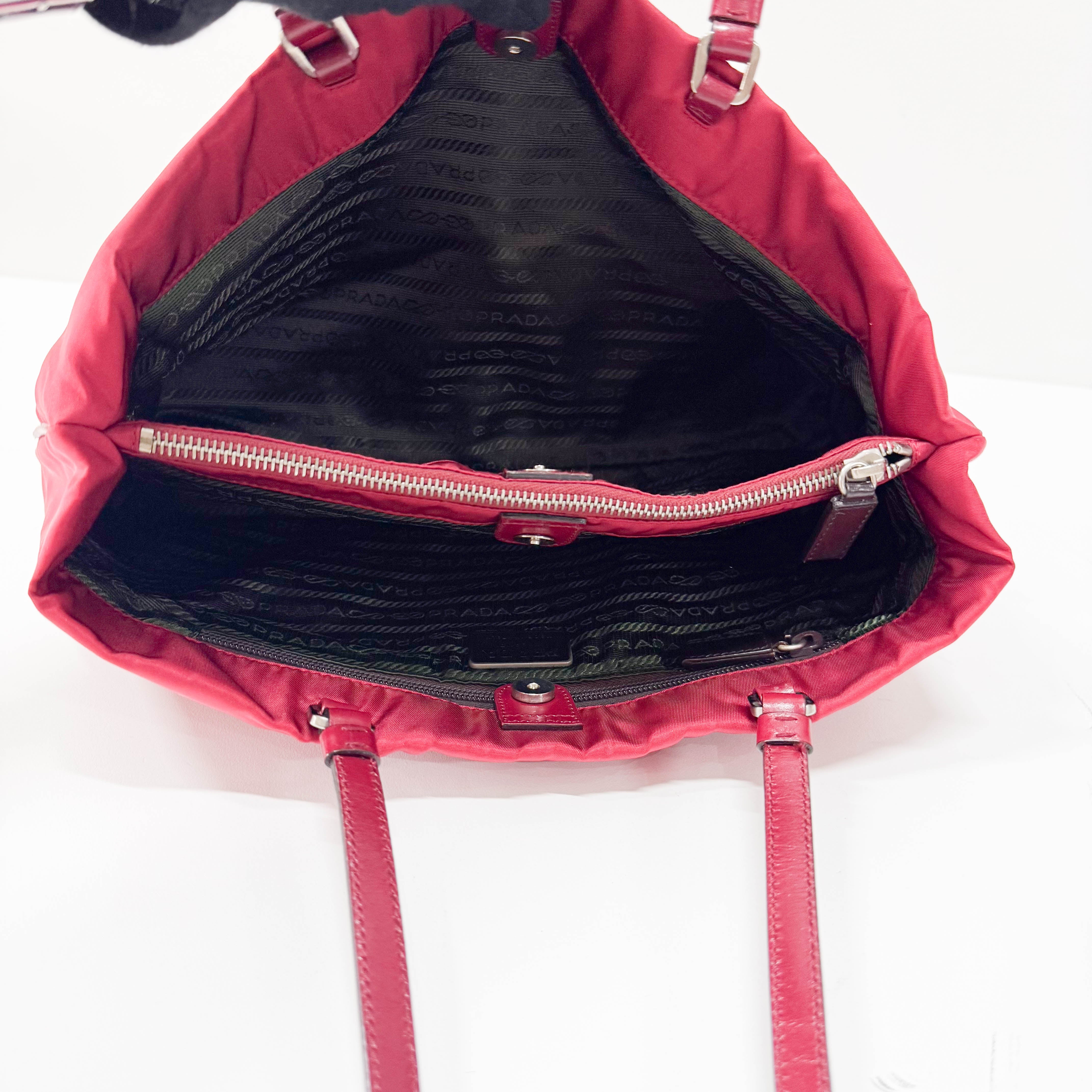 Red Nylon Shoulder Bag