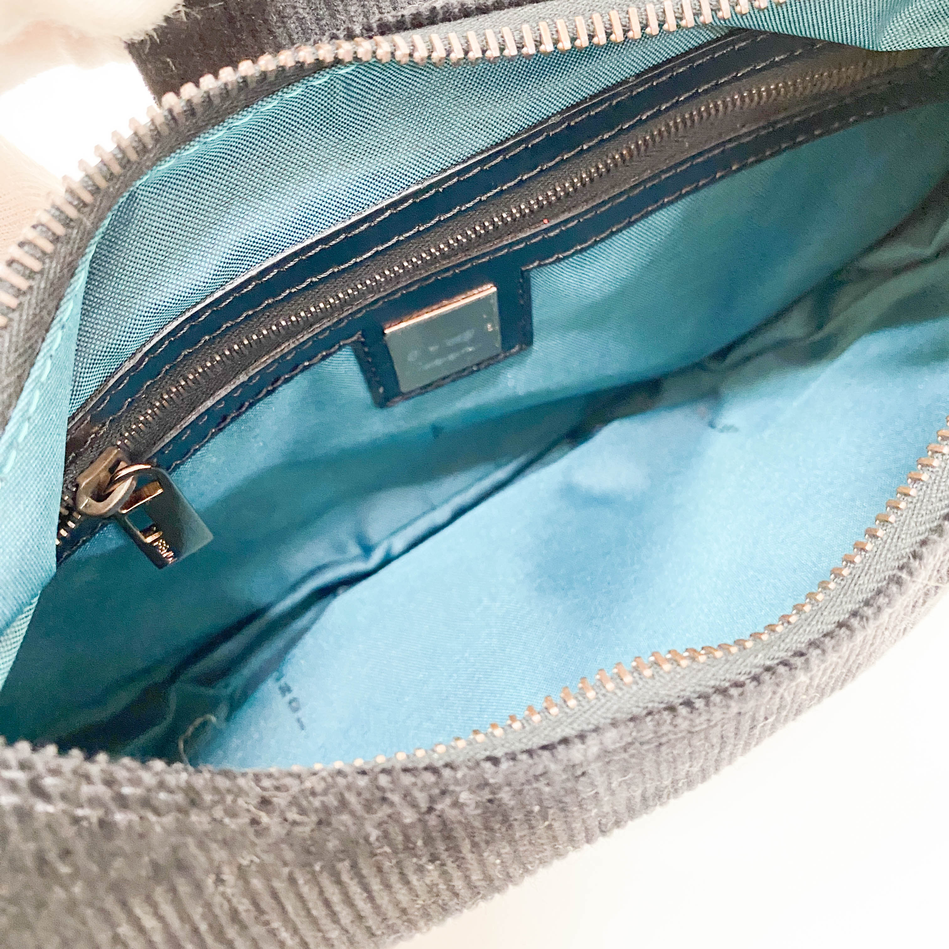 Croissant Black Corduroy Shoulder Bag