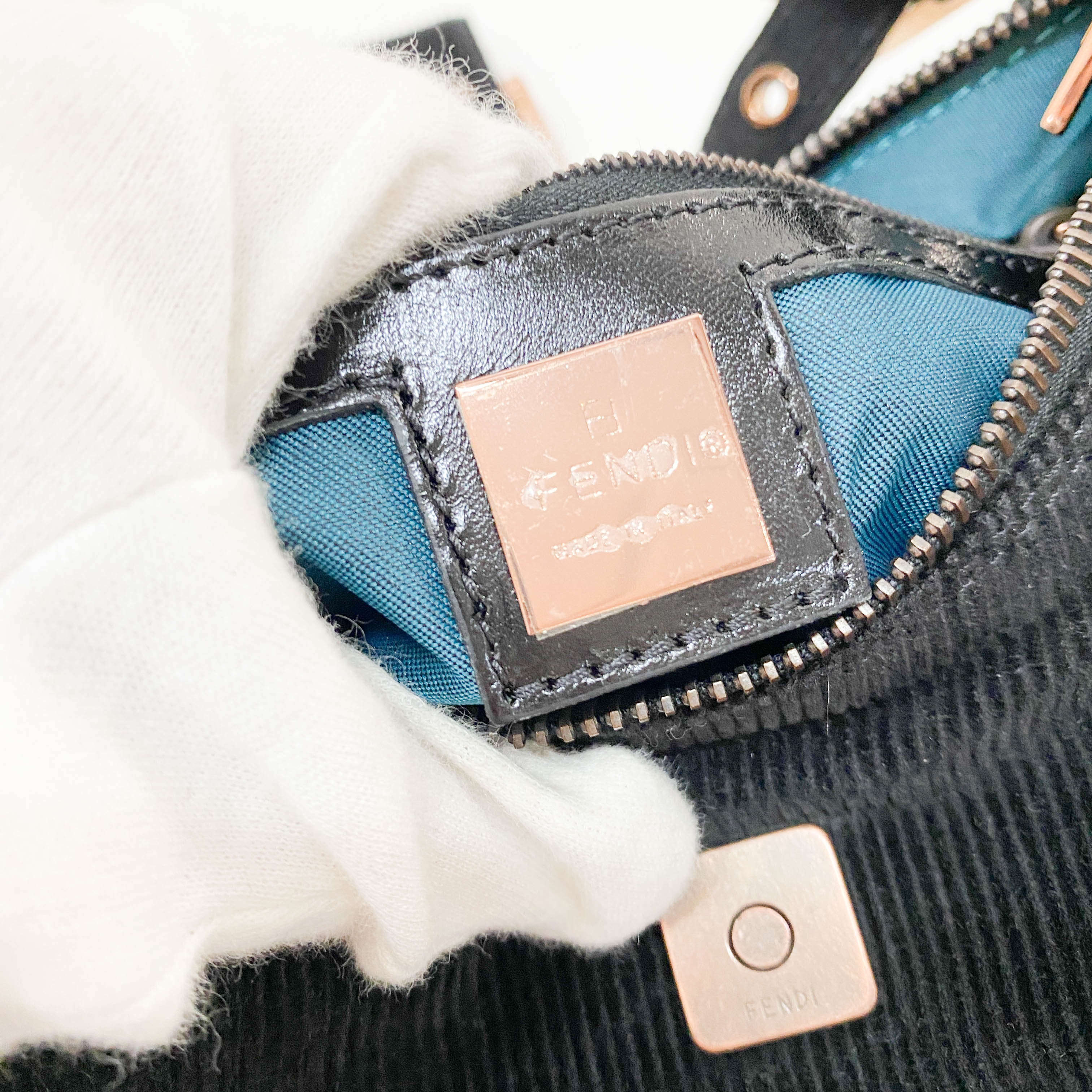 Croissant Black Corduroy Shoulder Bag