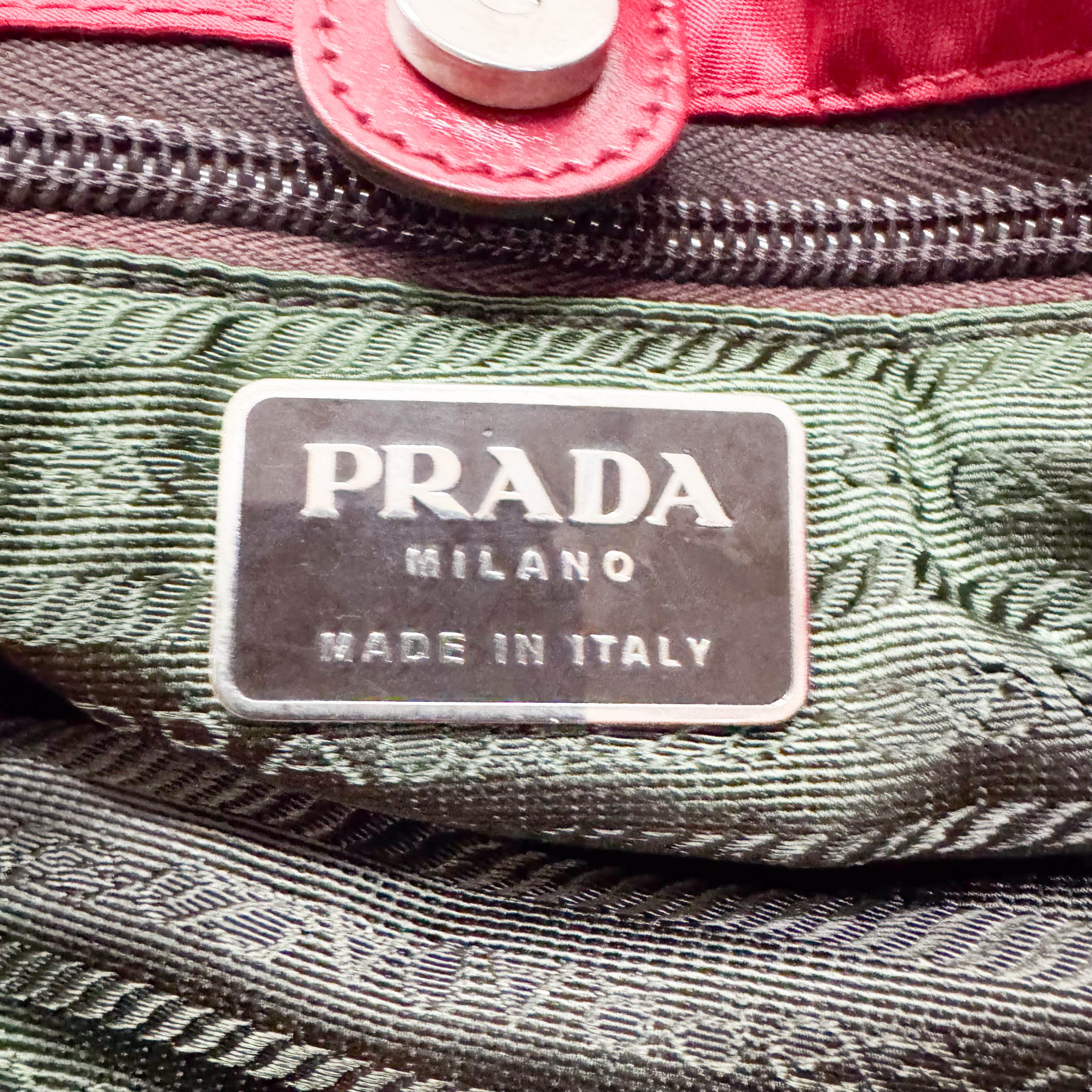 Red Nylon Shoulder Bag