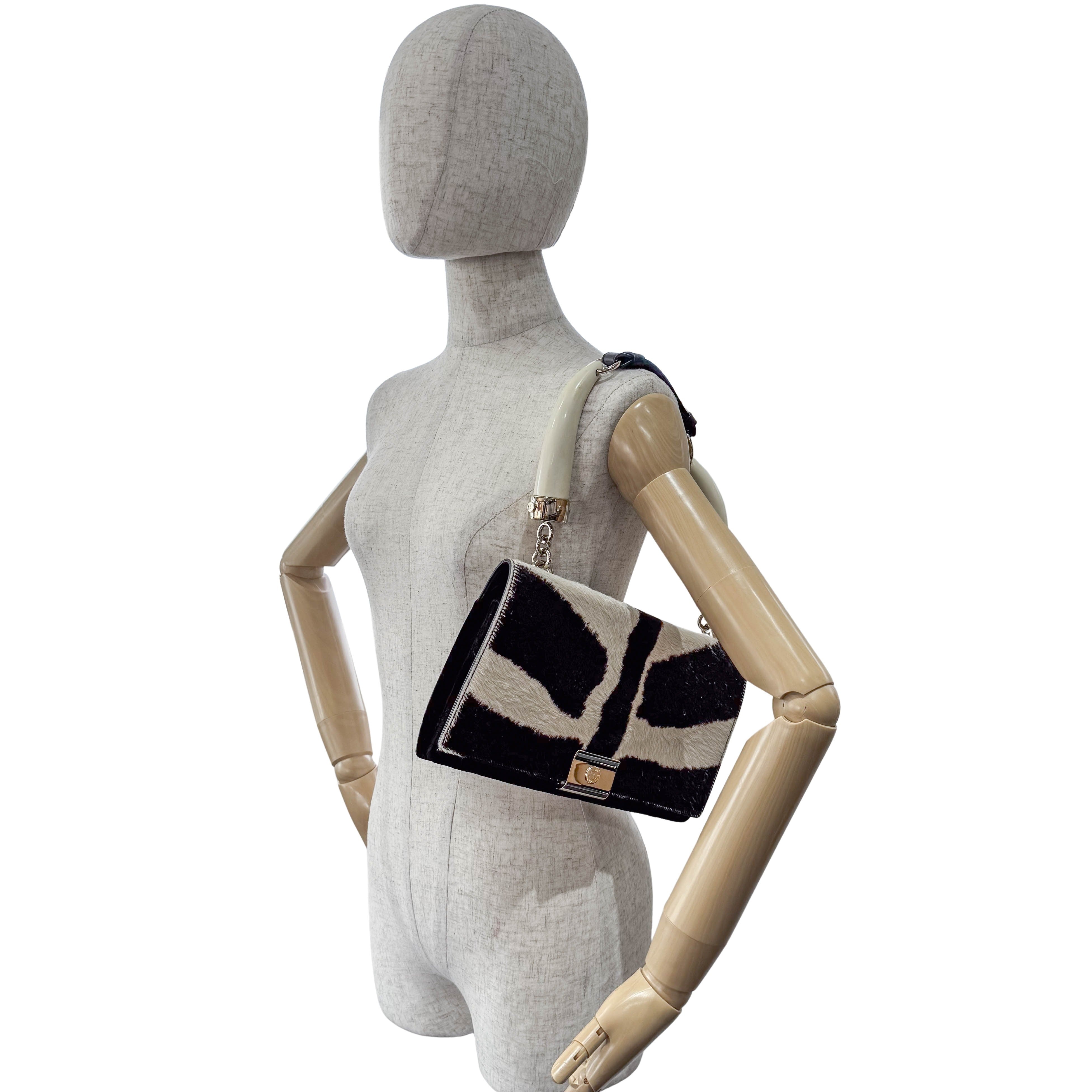 Mombasa Double Horn Cow Print Pony Hair Bag