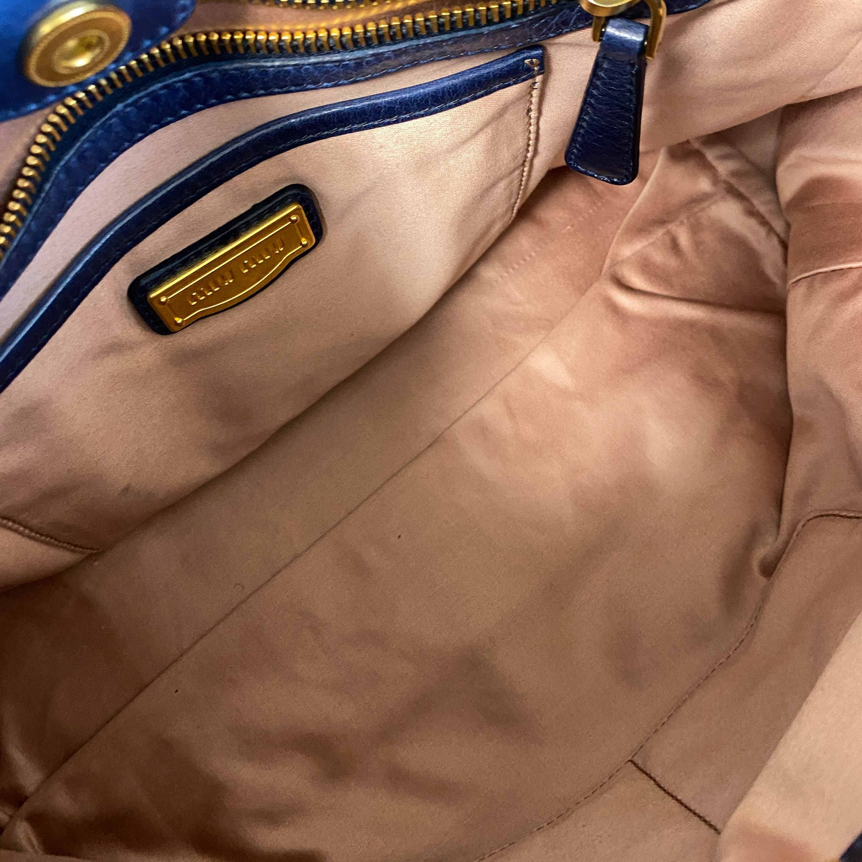 Vitello Bauletto Navy Leather Shoulder Bag