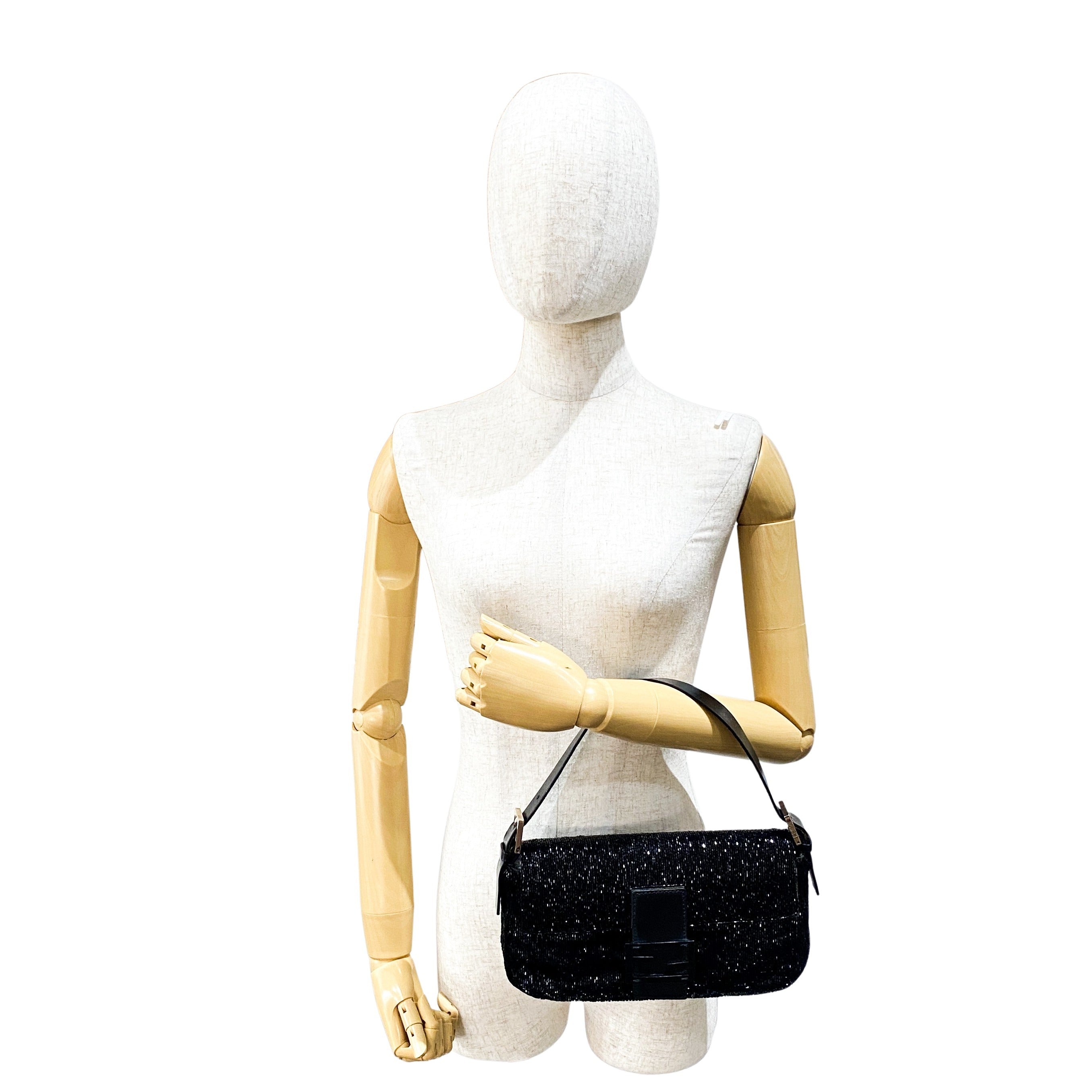 Baguette Black Beads Shoulder Bag