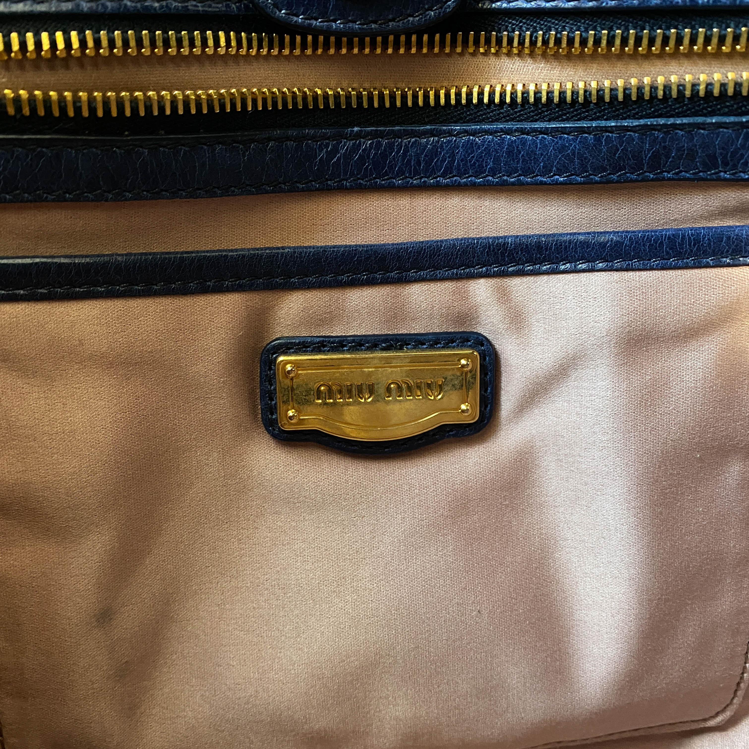 Vitello Bauletto Navy Leather Shoulder Bag