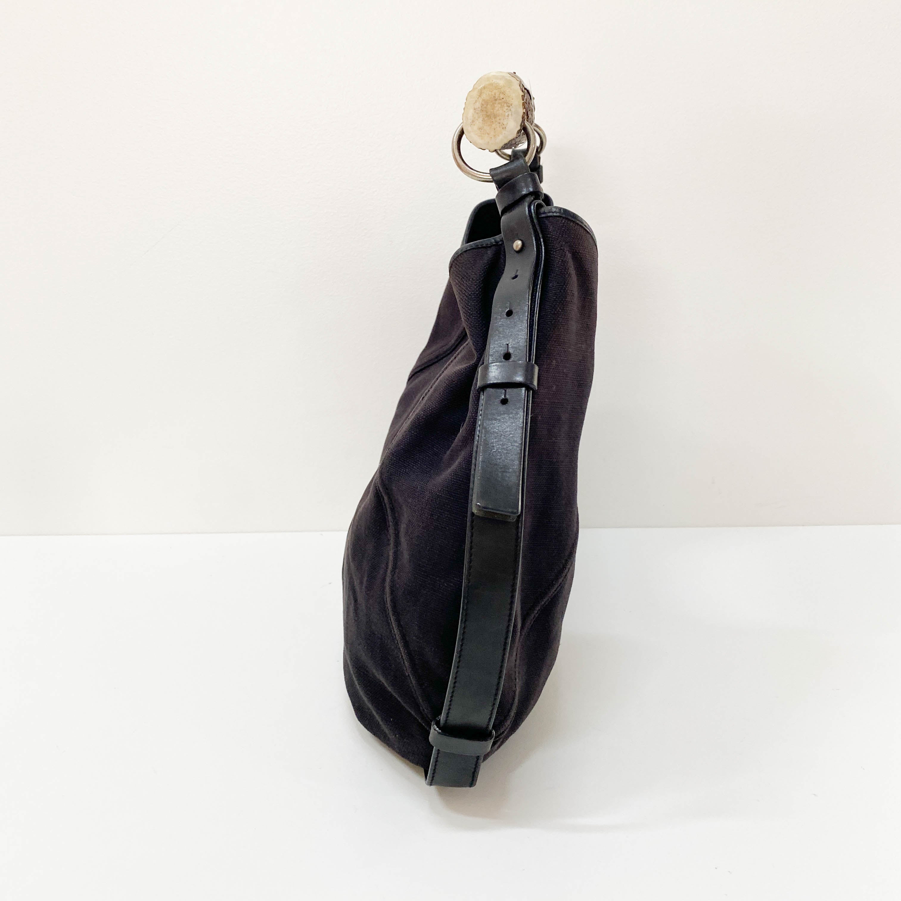 Mombasa Black Canvas Shoulder Bag