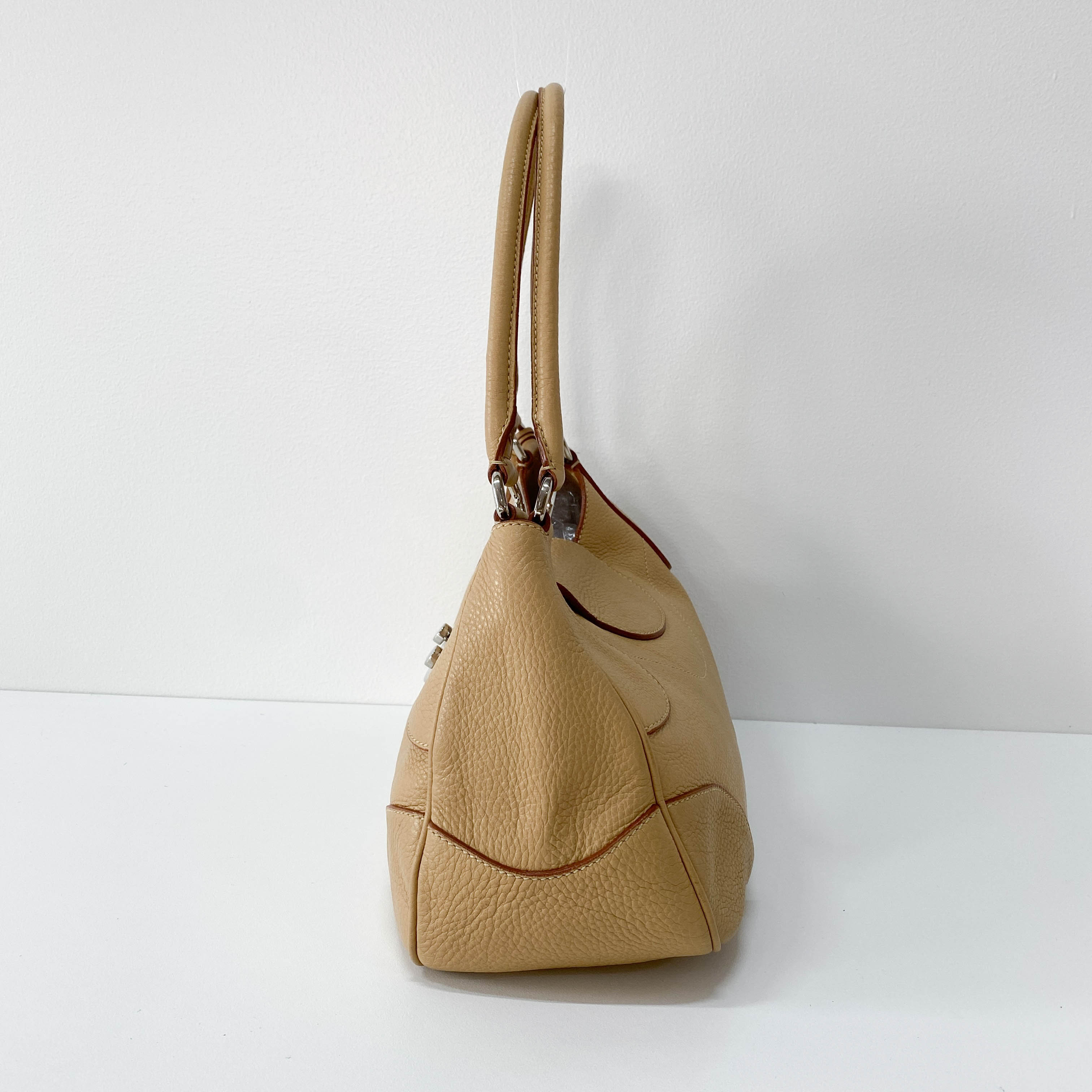 Brown Leather Top Handle Shoulder Bag