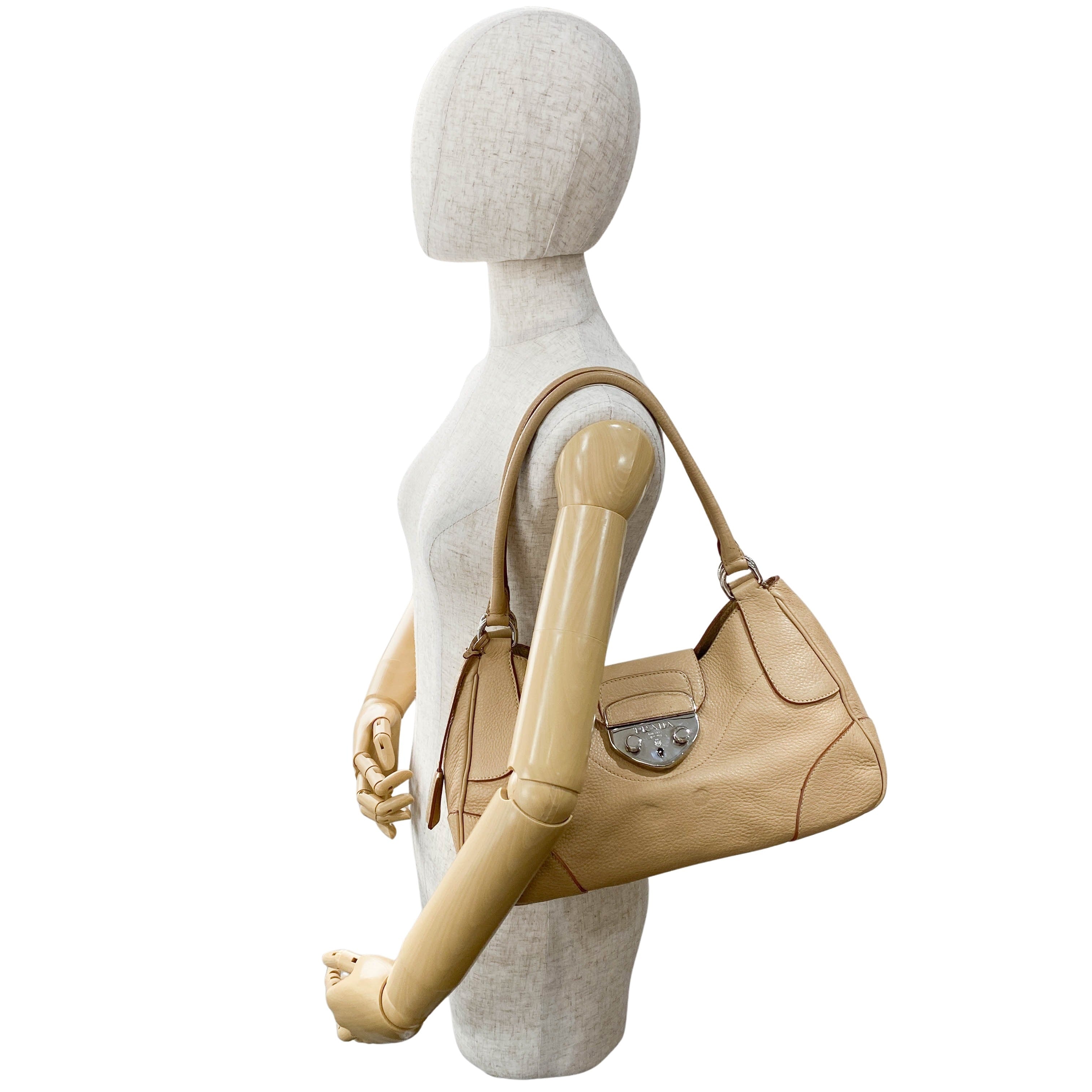 Brown Leather Top Handle Shoulder Bag