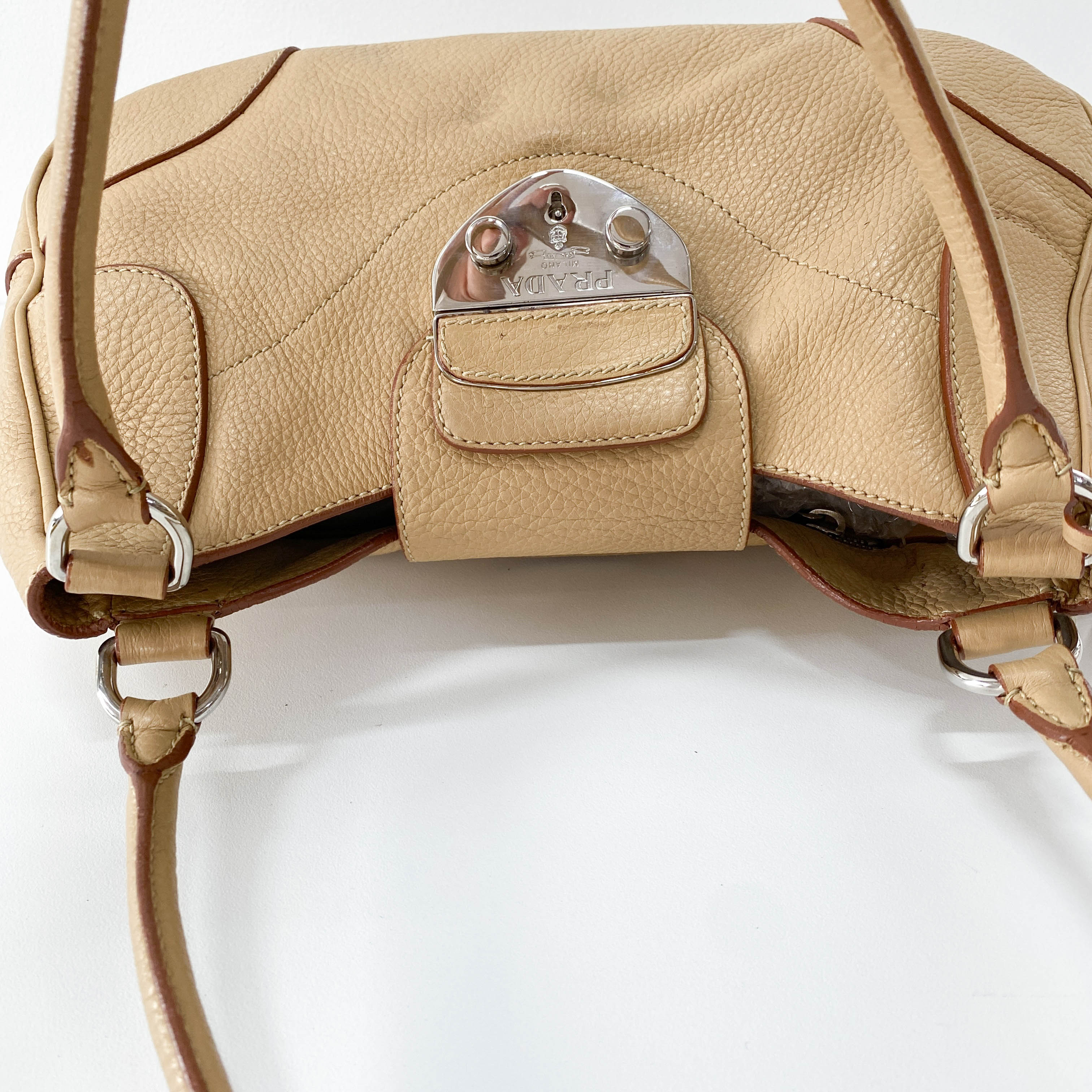 Brown Leather Top Handle Shoulder Bag