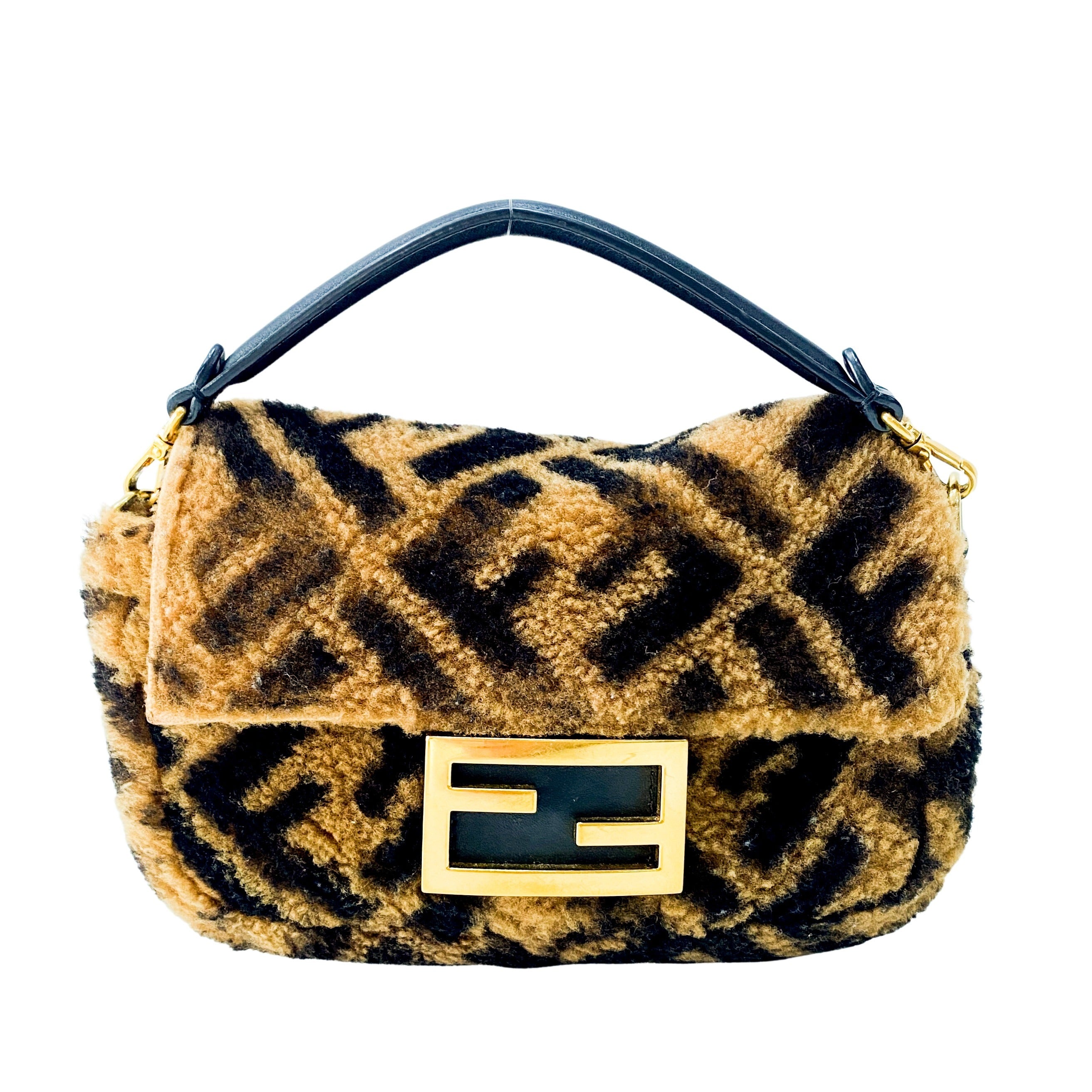 Zucca Baguette Mini Brown Wool Two Way Bag