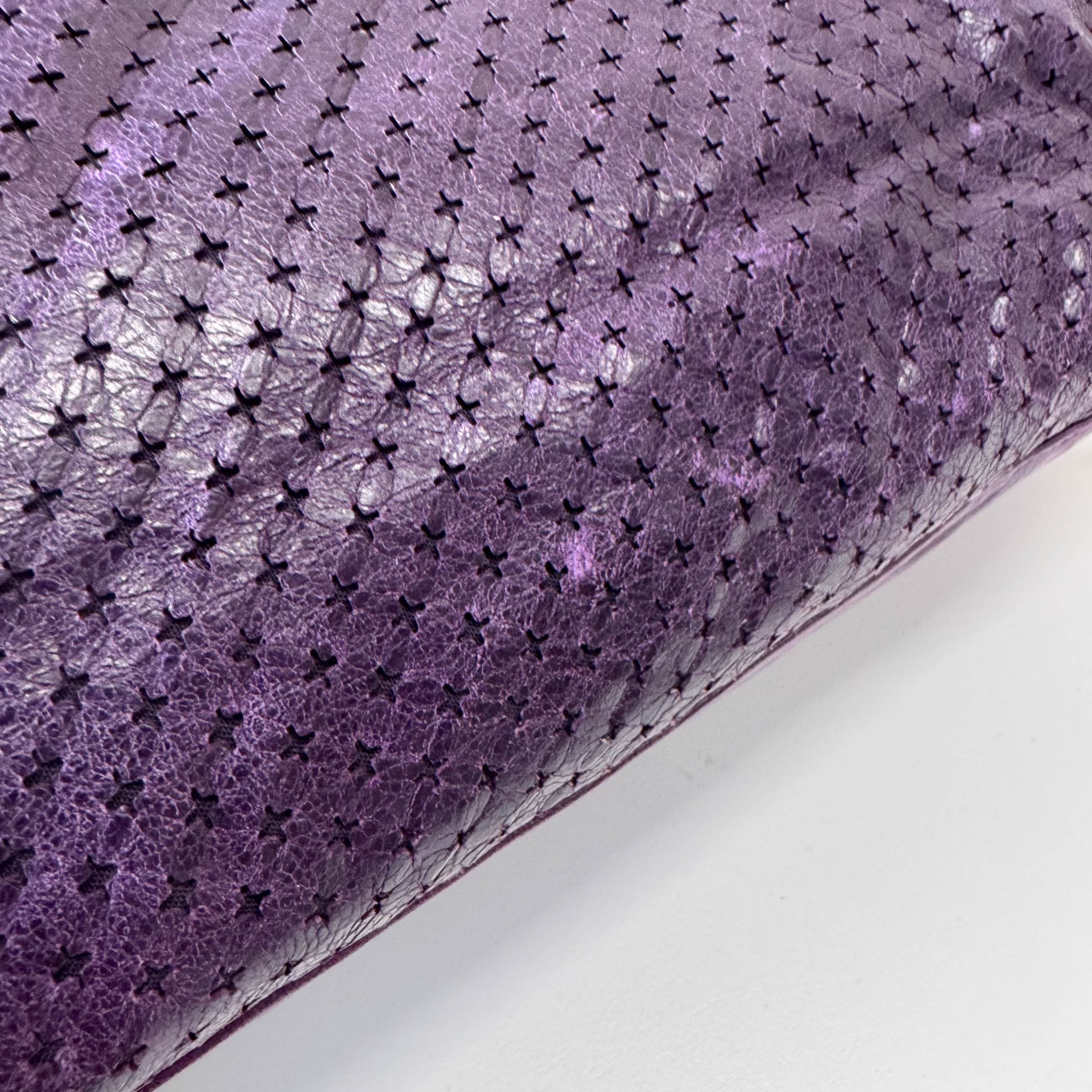 The City Purple Perforated Leather Two Way Bag