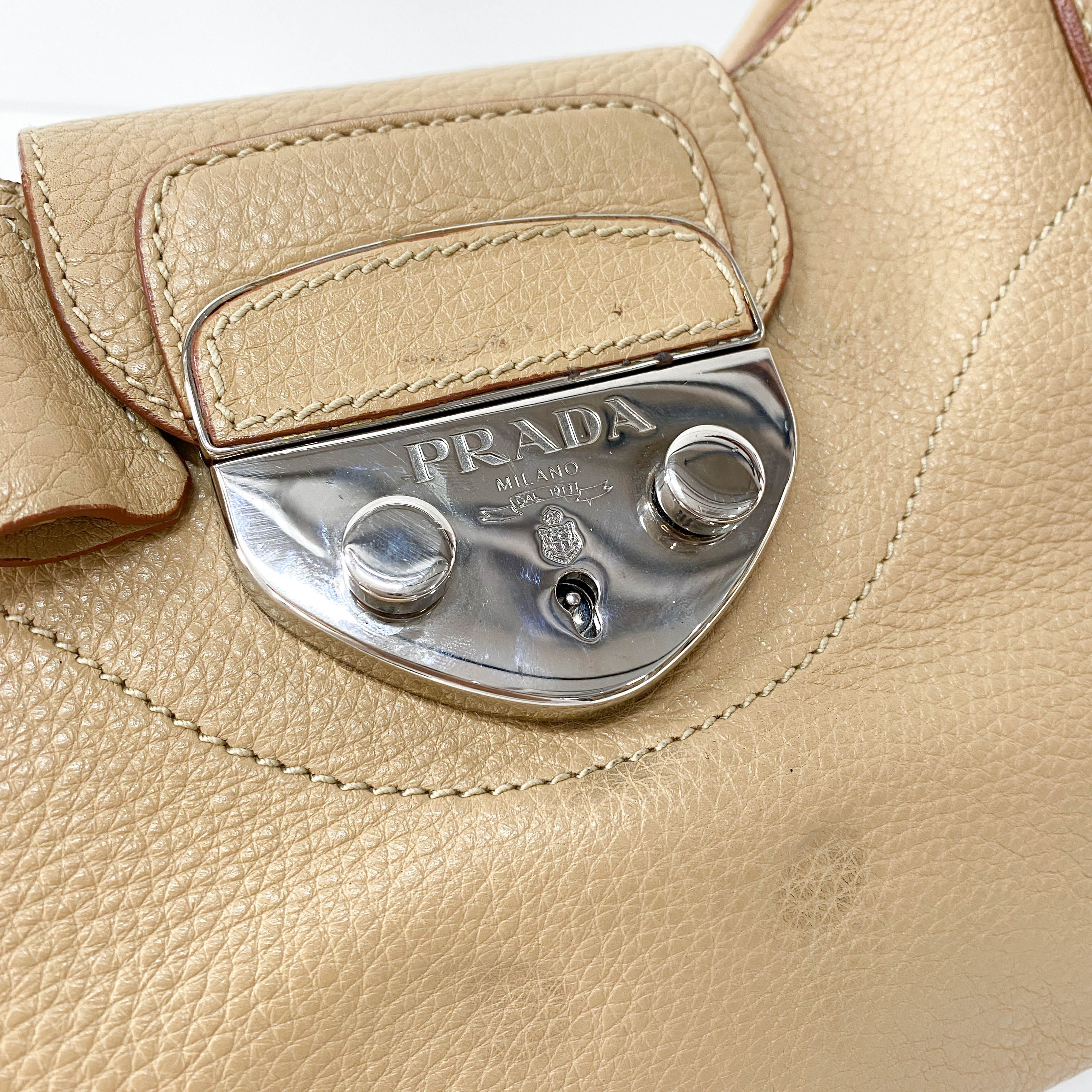 Brown Leather Top Handle Shoulder Bag