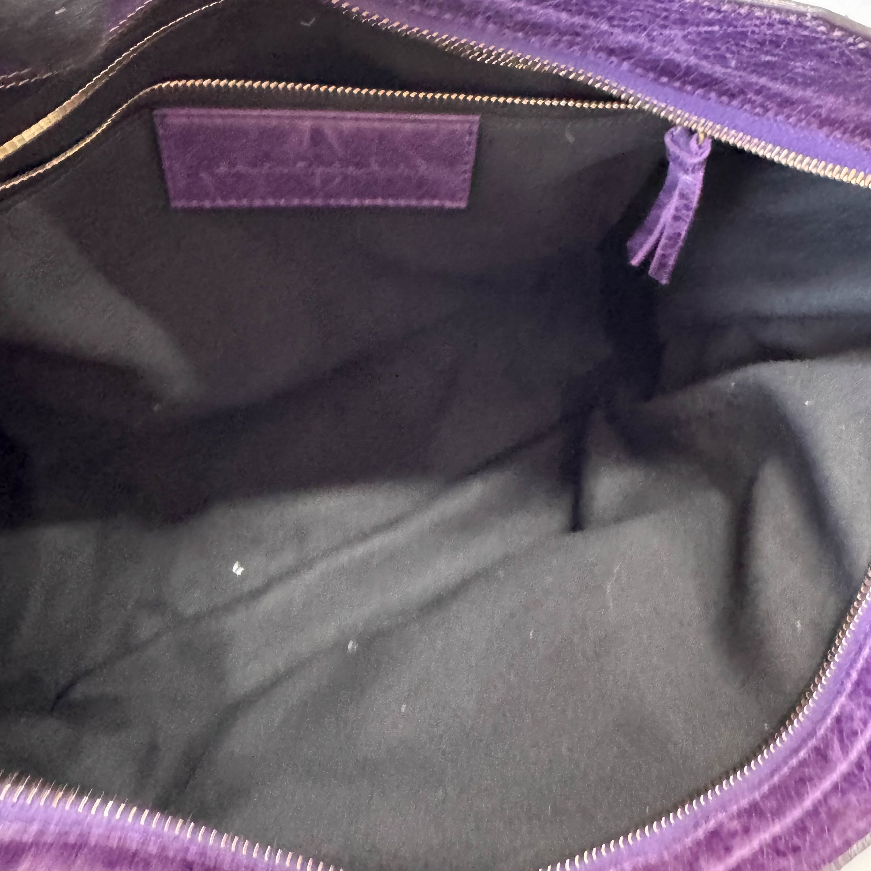 The City Purple Perforated Leather Two Way Bag