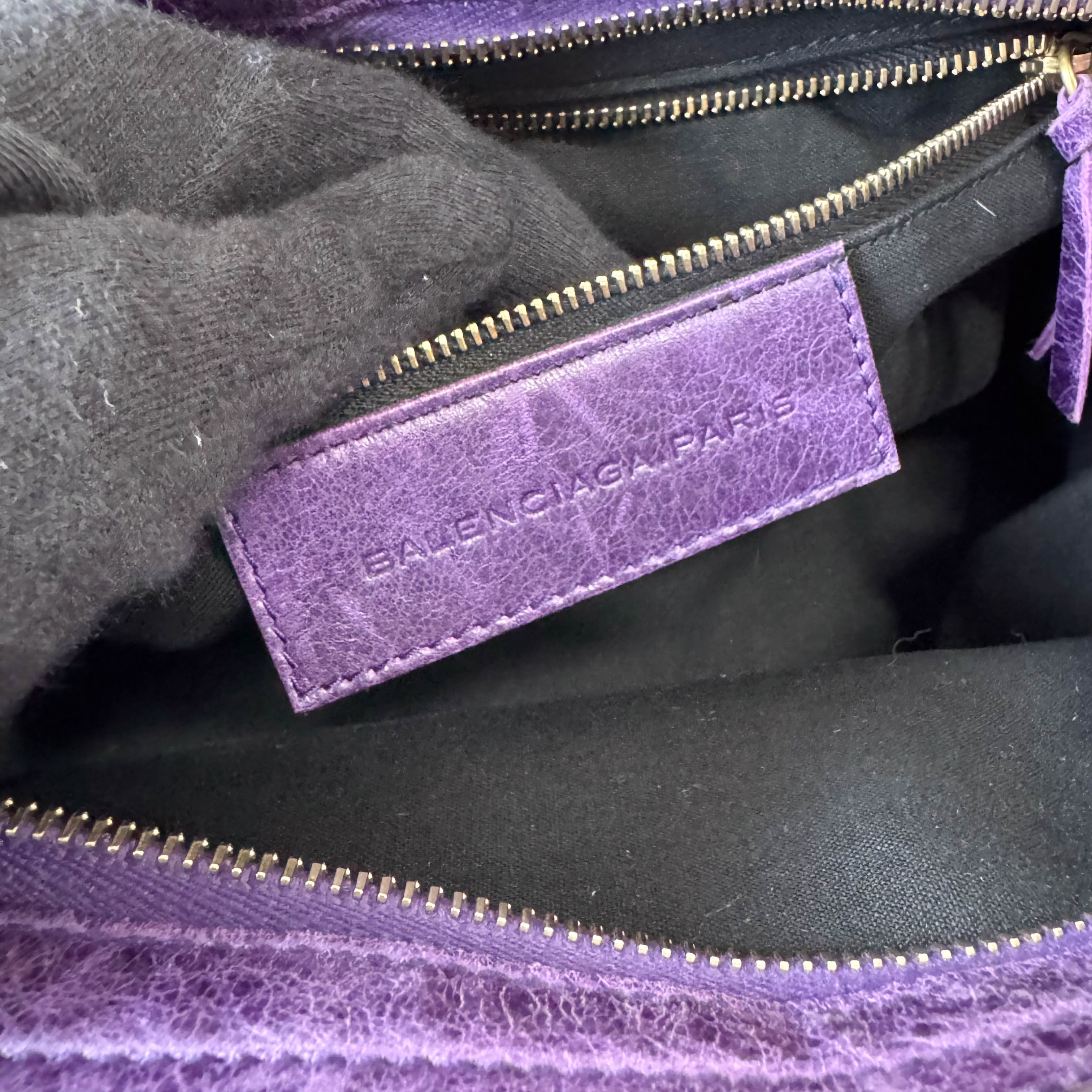 The City Purple Perforated Leather Two Way Bag