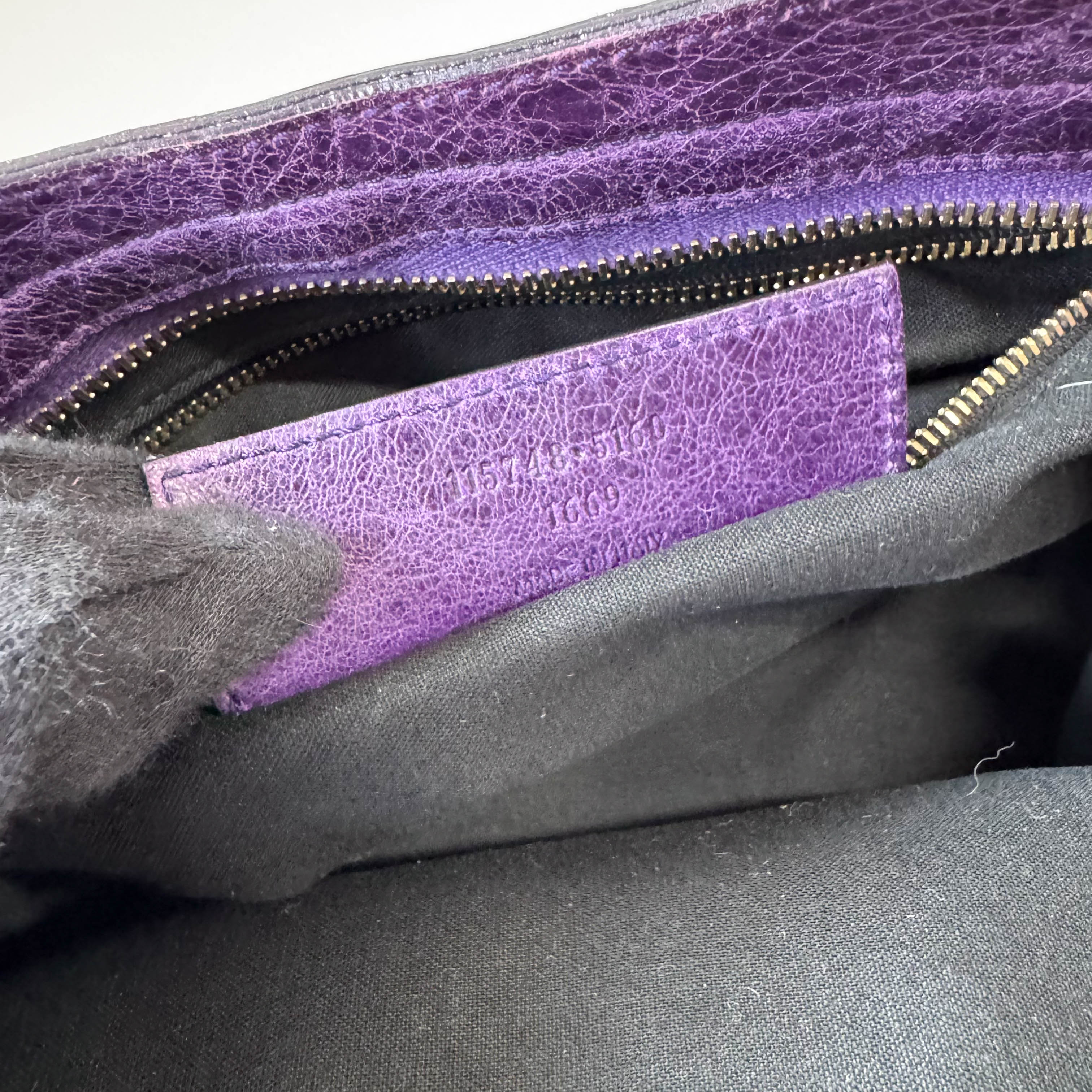 The City Purple Perforated Leather Two Way Bag