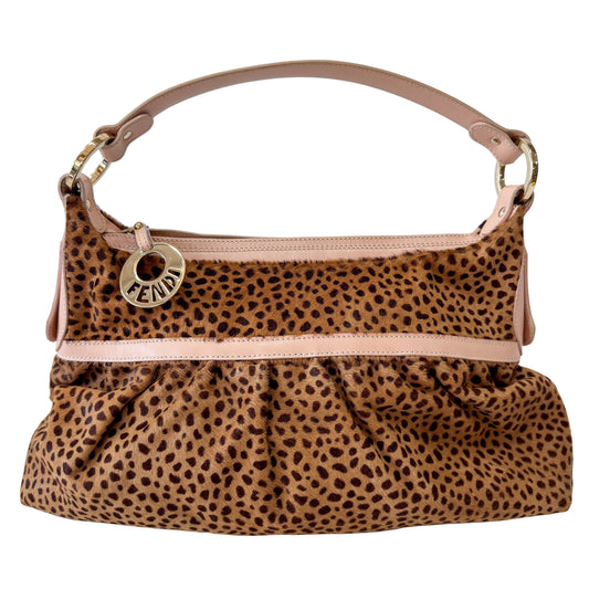Chef Pink Leather and Leopard Print Pony Hair Bag