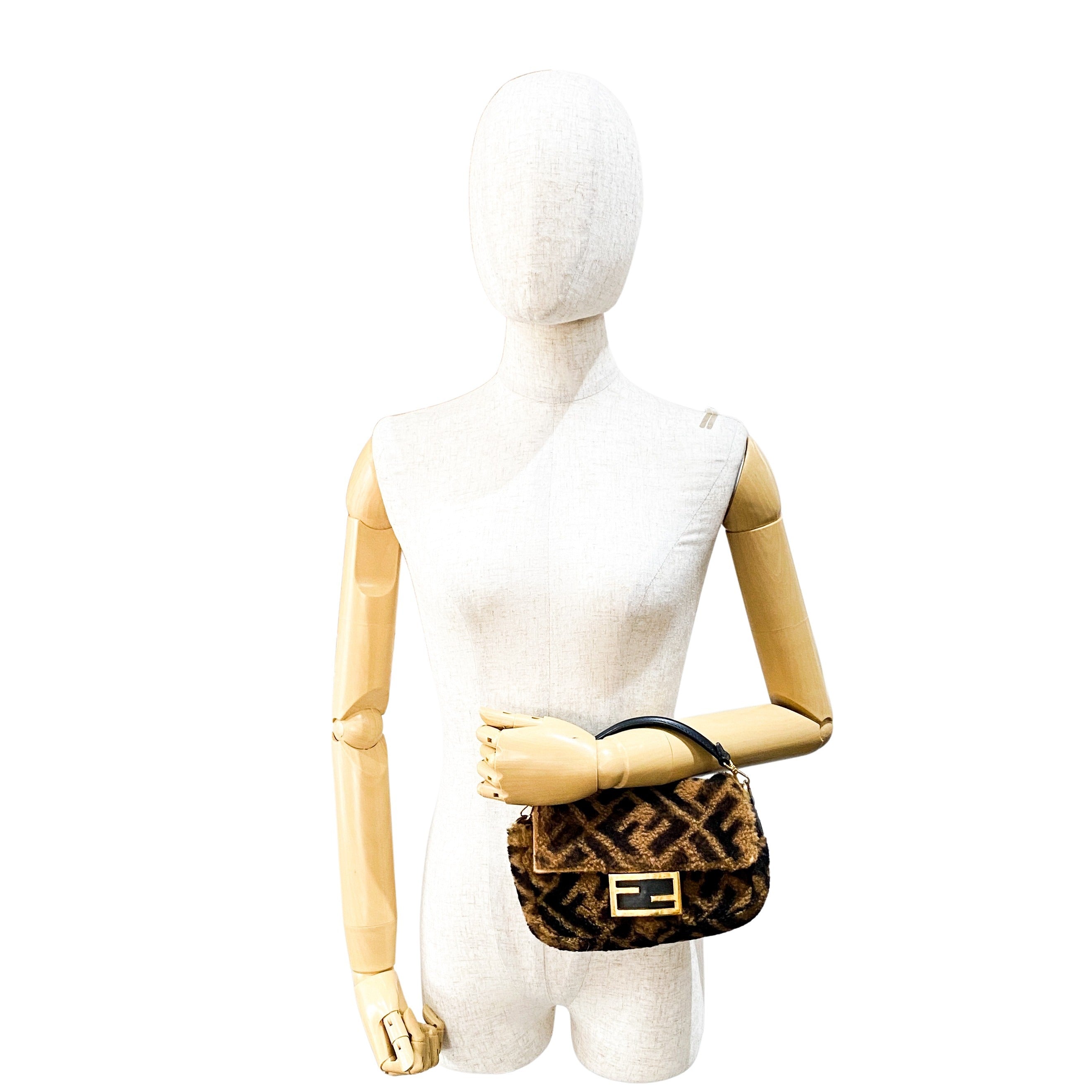 Zucca Baguette Mini Brown Wool Two Way Bag