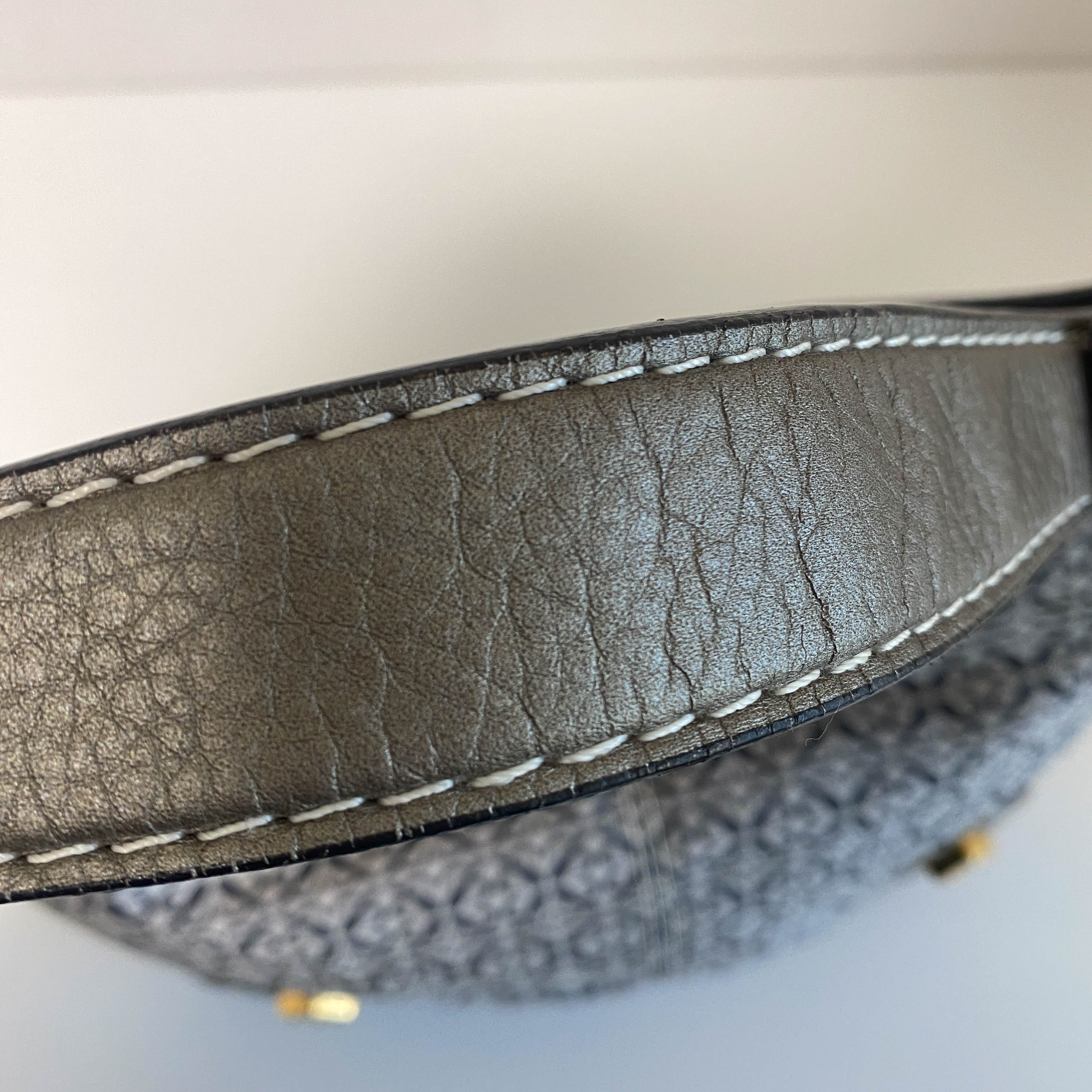 Vintage Hobo Grey Leather and Canvas Shoulder Bag