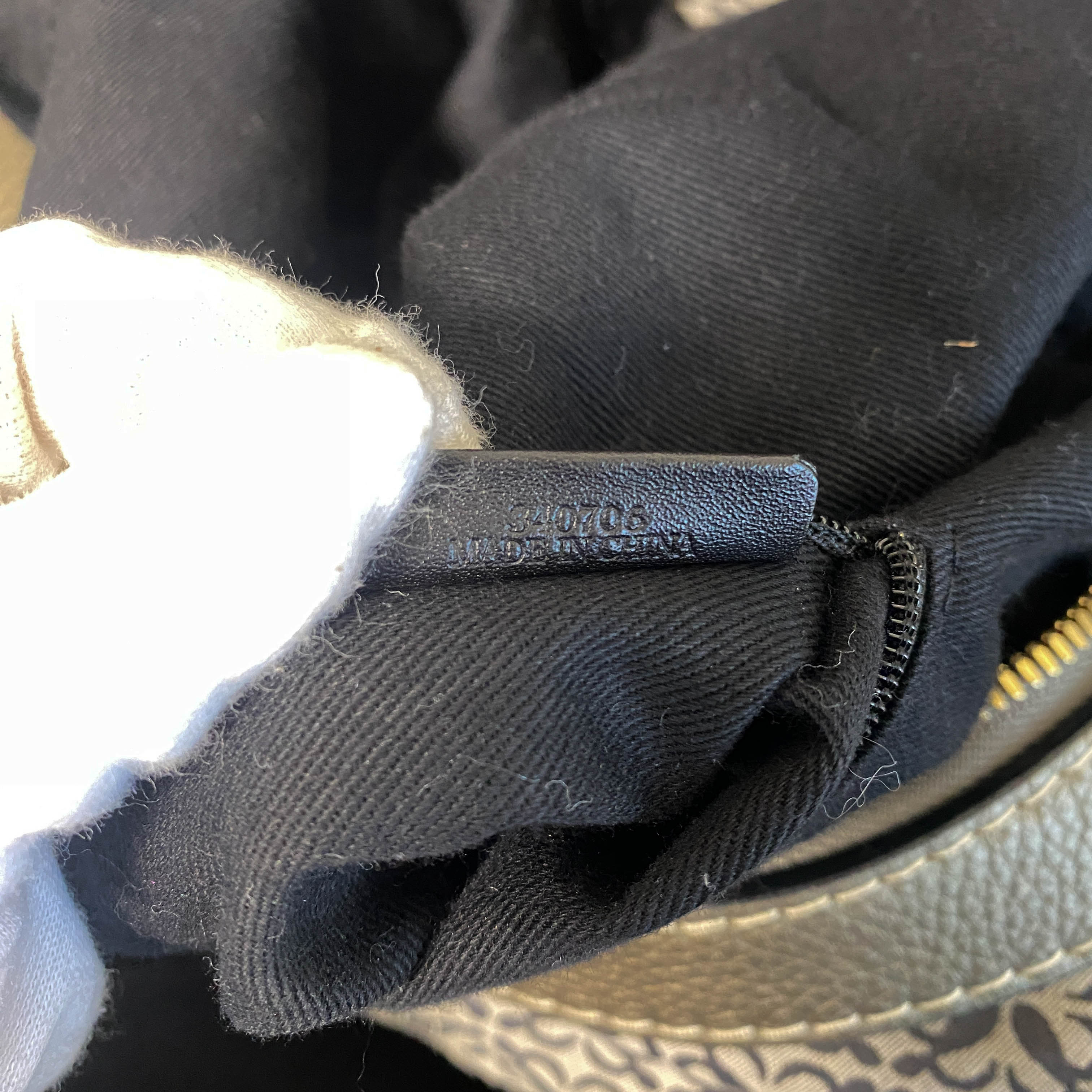 Vintage Hobo Grey Leather and Canvas Shoulder Bag