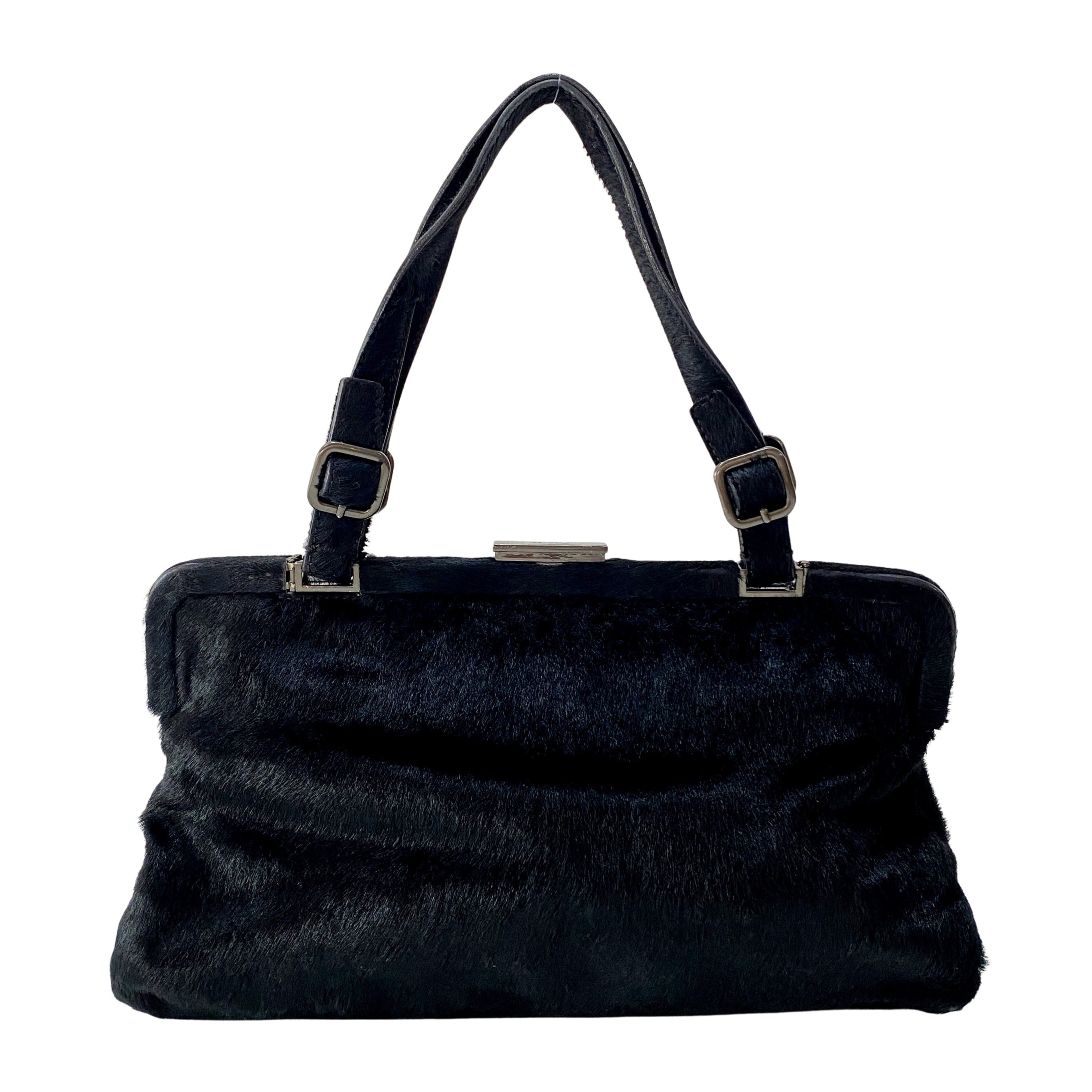 Black Pony Hair Shoulder Bag