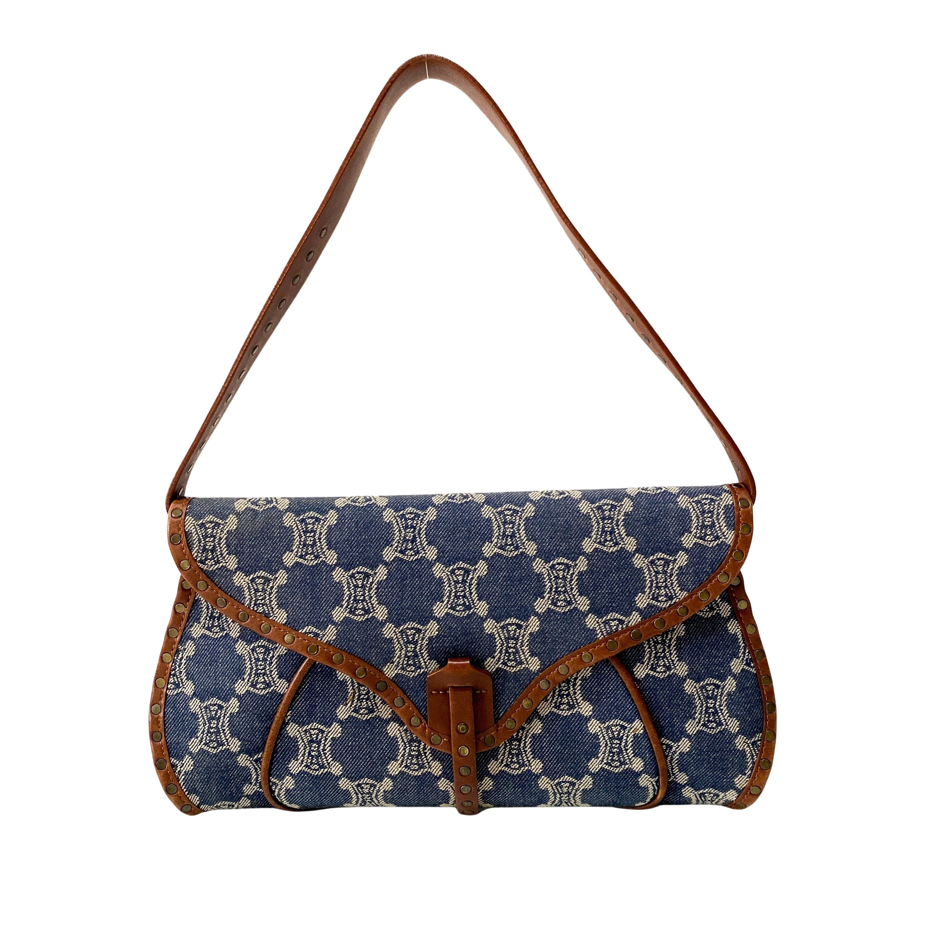 Paris Macadam Blue Denim Shoulder Bag