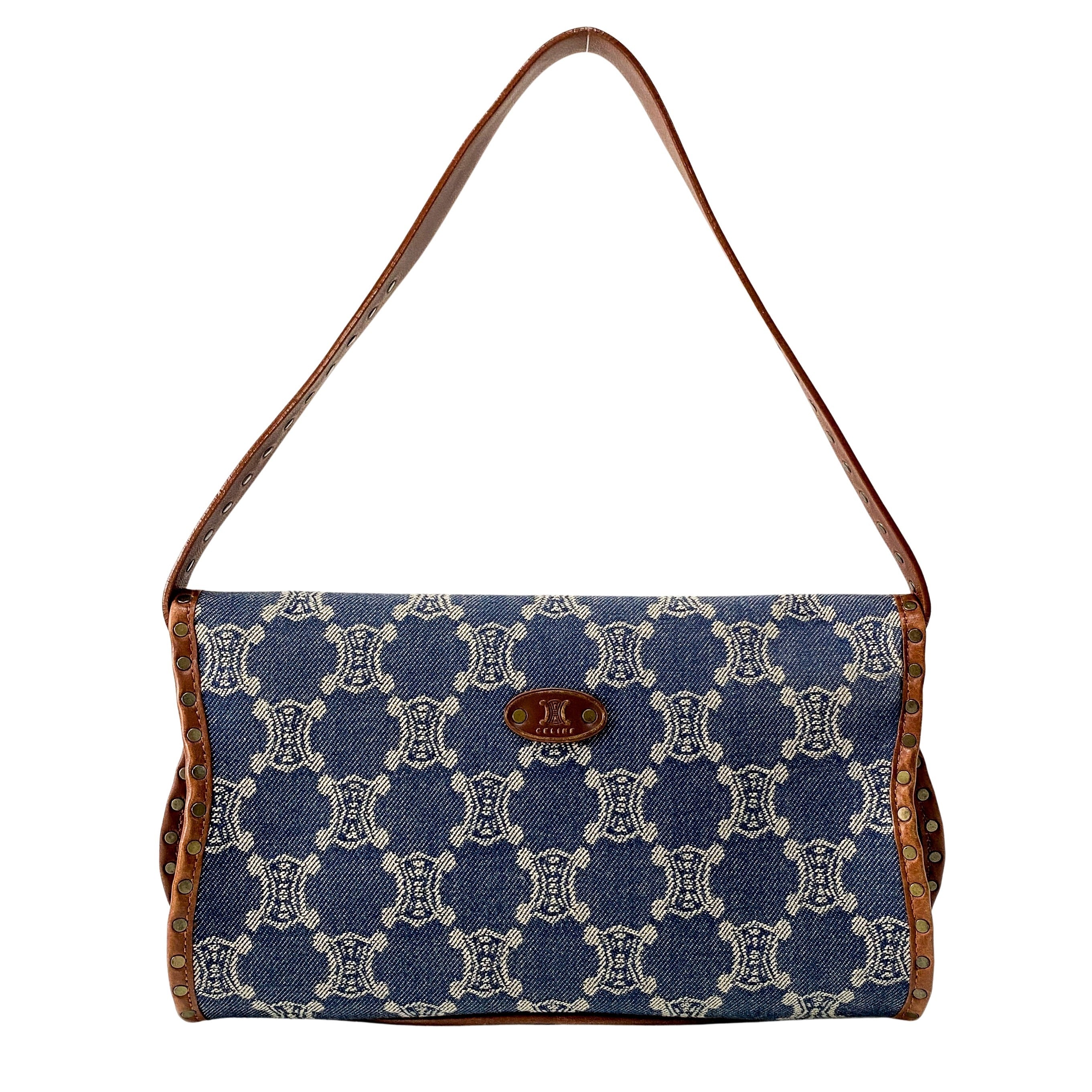 Paris Macadam Blue Denim Shoulder Bag