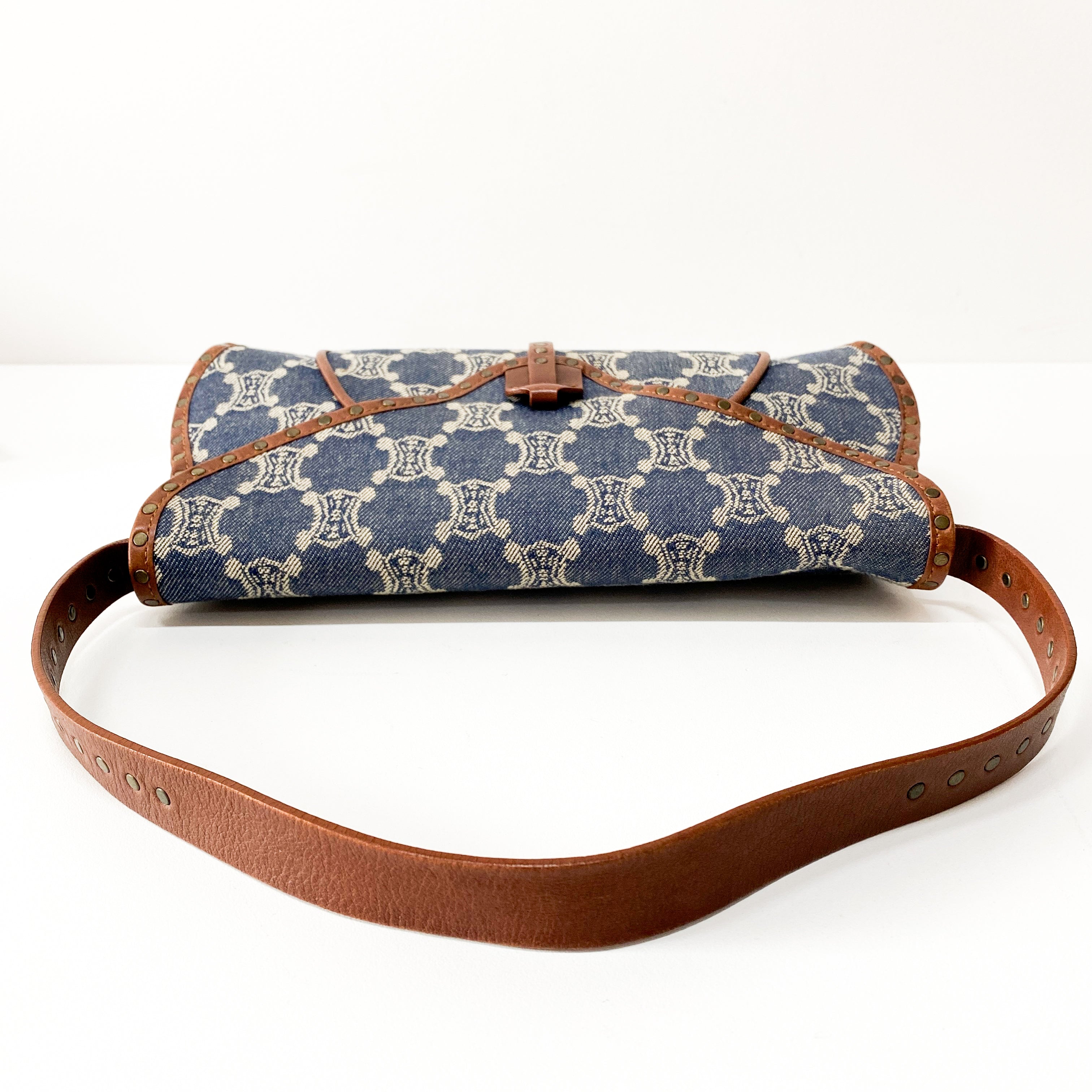 Paris Macadam Blue Denim Shoulder Bag