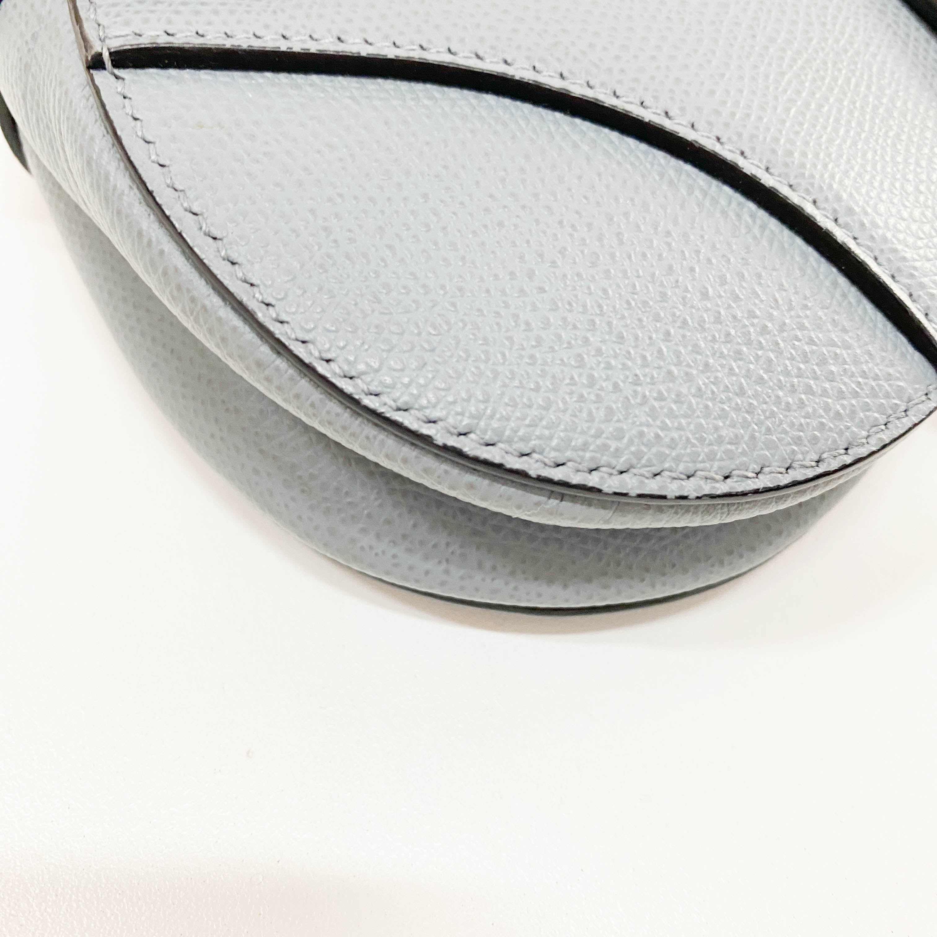 Saddle Blue Grained Calfskin Leather Handbag