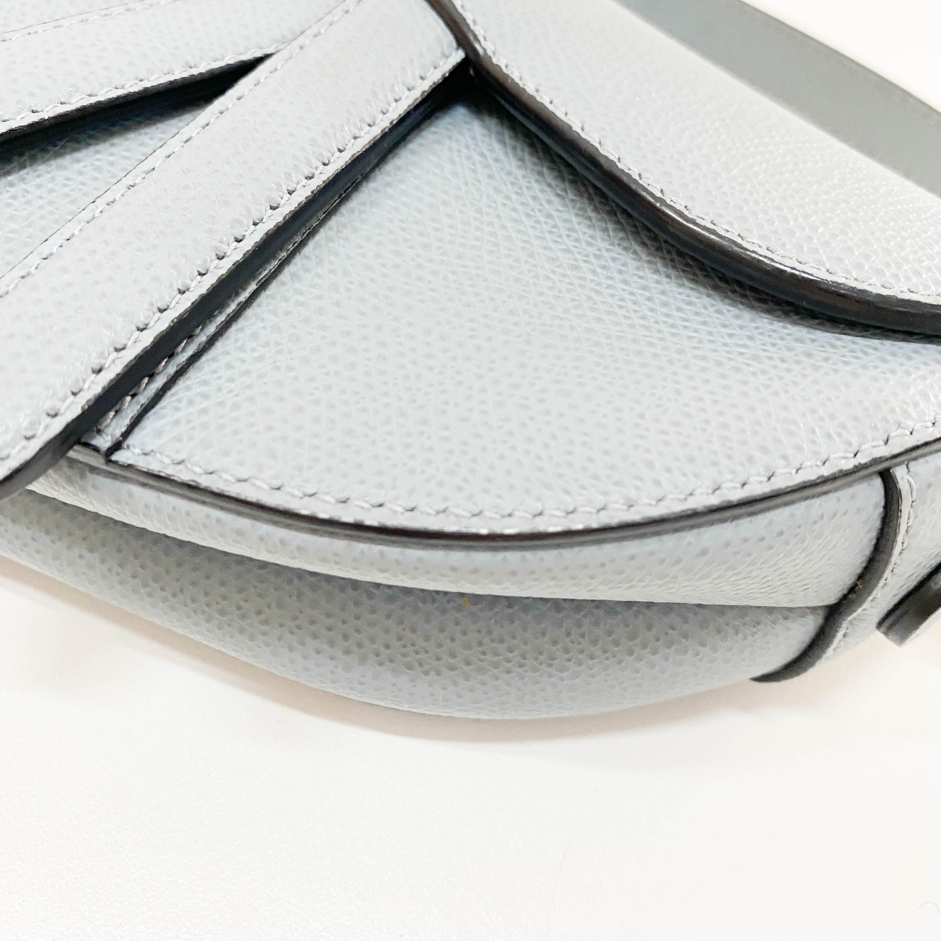 Saddle Blue Grained Calfskin Leather Handbag