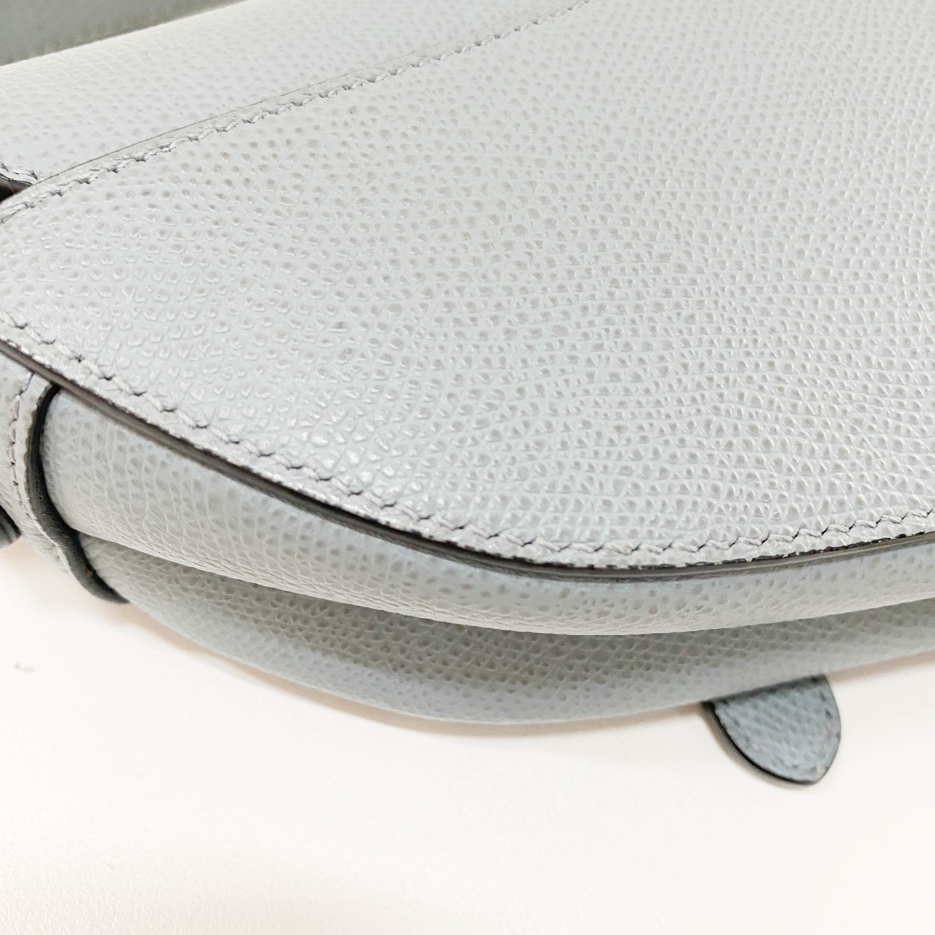 Saddle Blue Grained Calfskin Leather Handbag