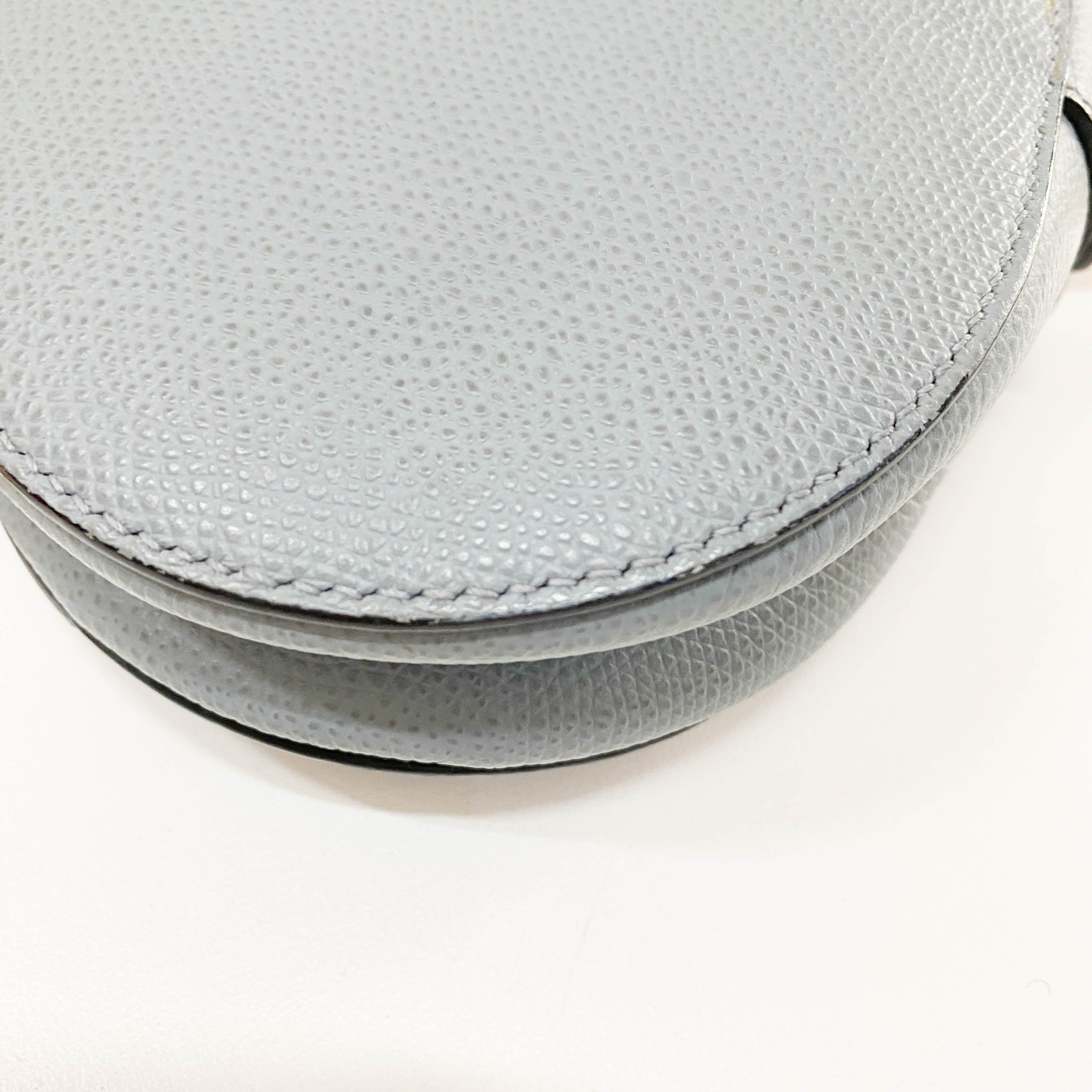 Saddle Blue Grained Calfskin Leather Handbag