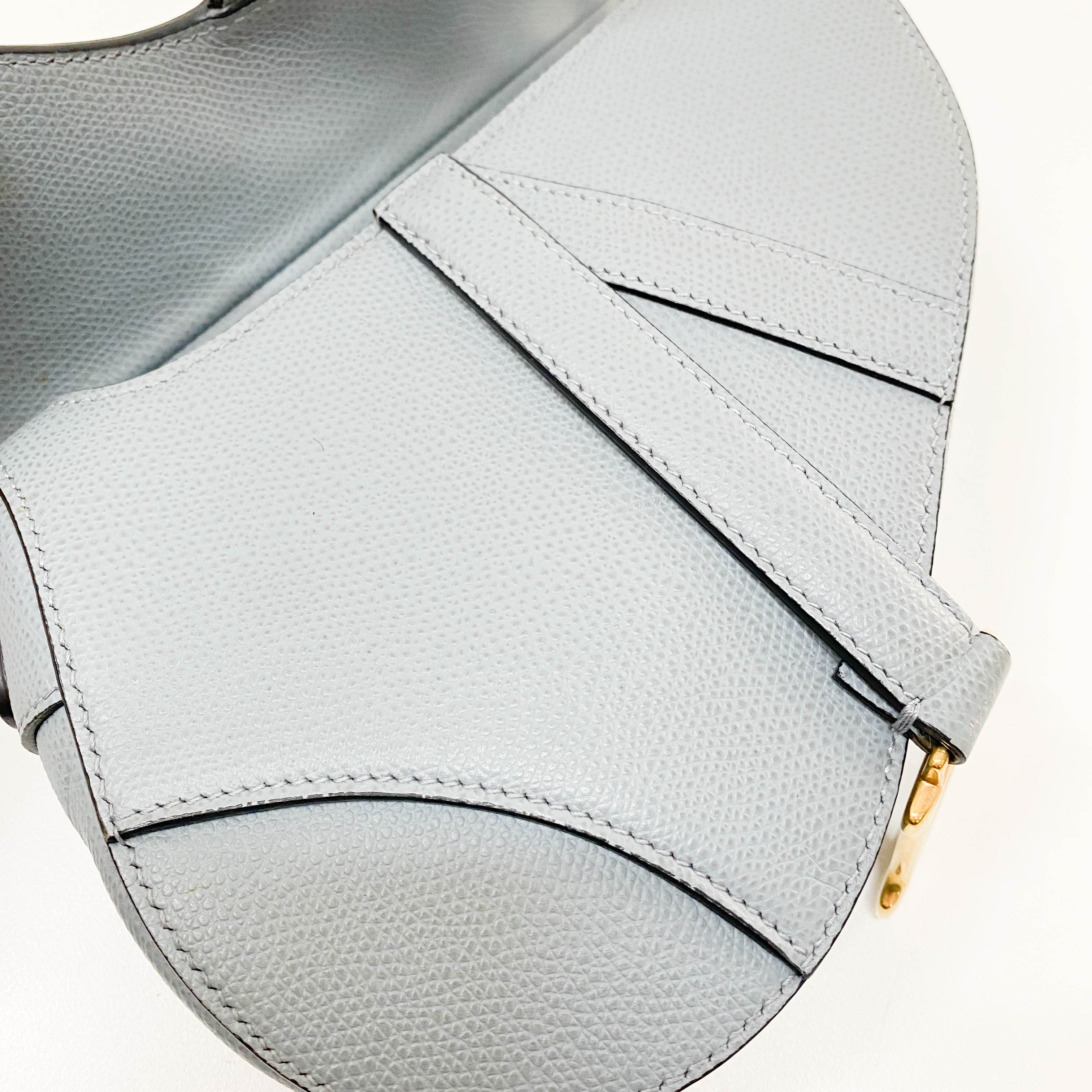 Saddle Blue Grained Calfskin Leather Handbag