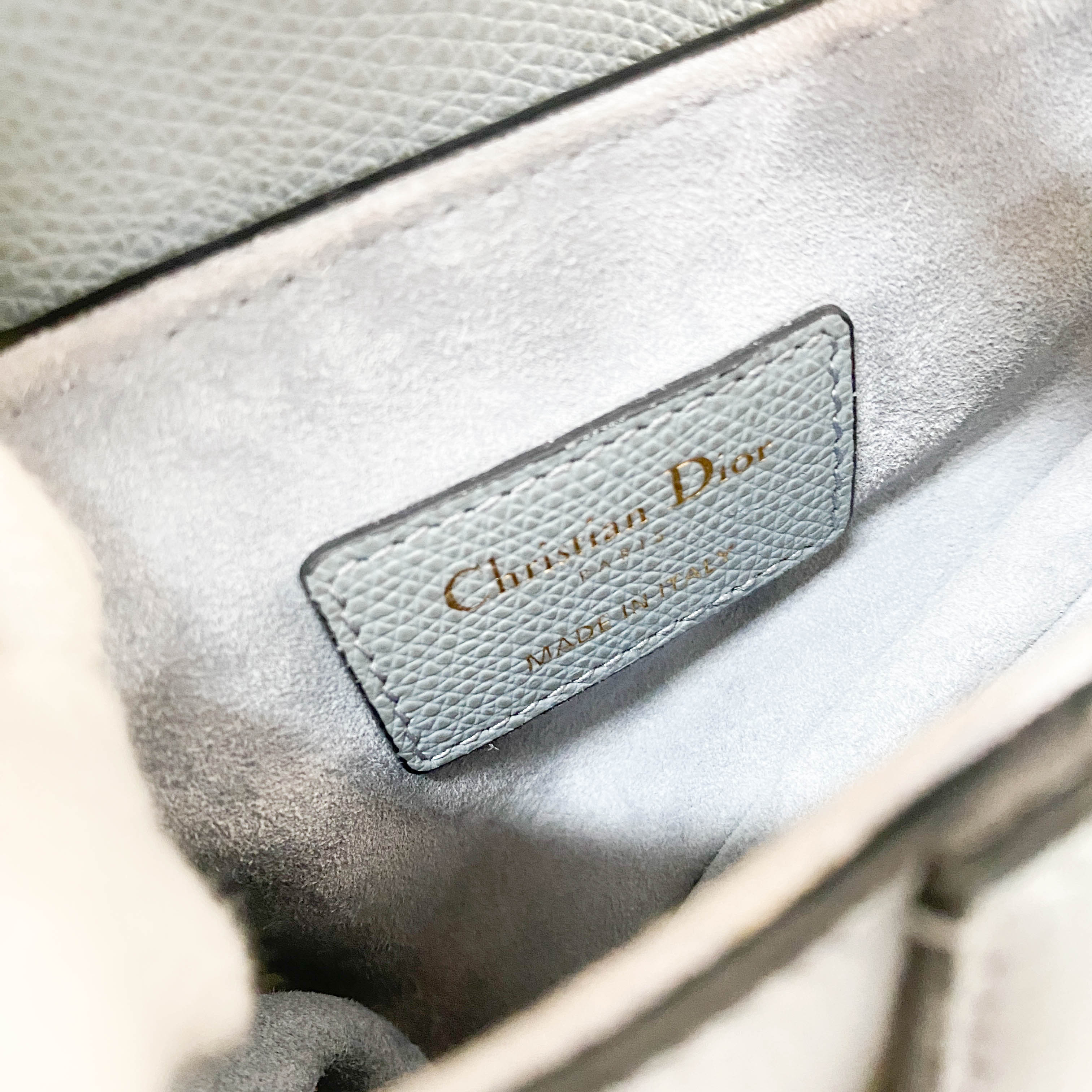 Saddle Blue Grained Calfskin Leather Handbag